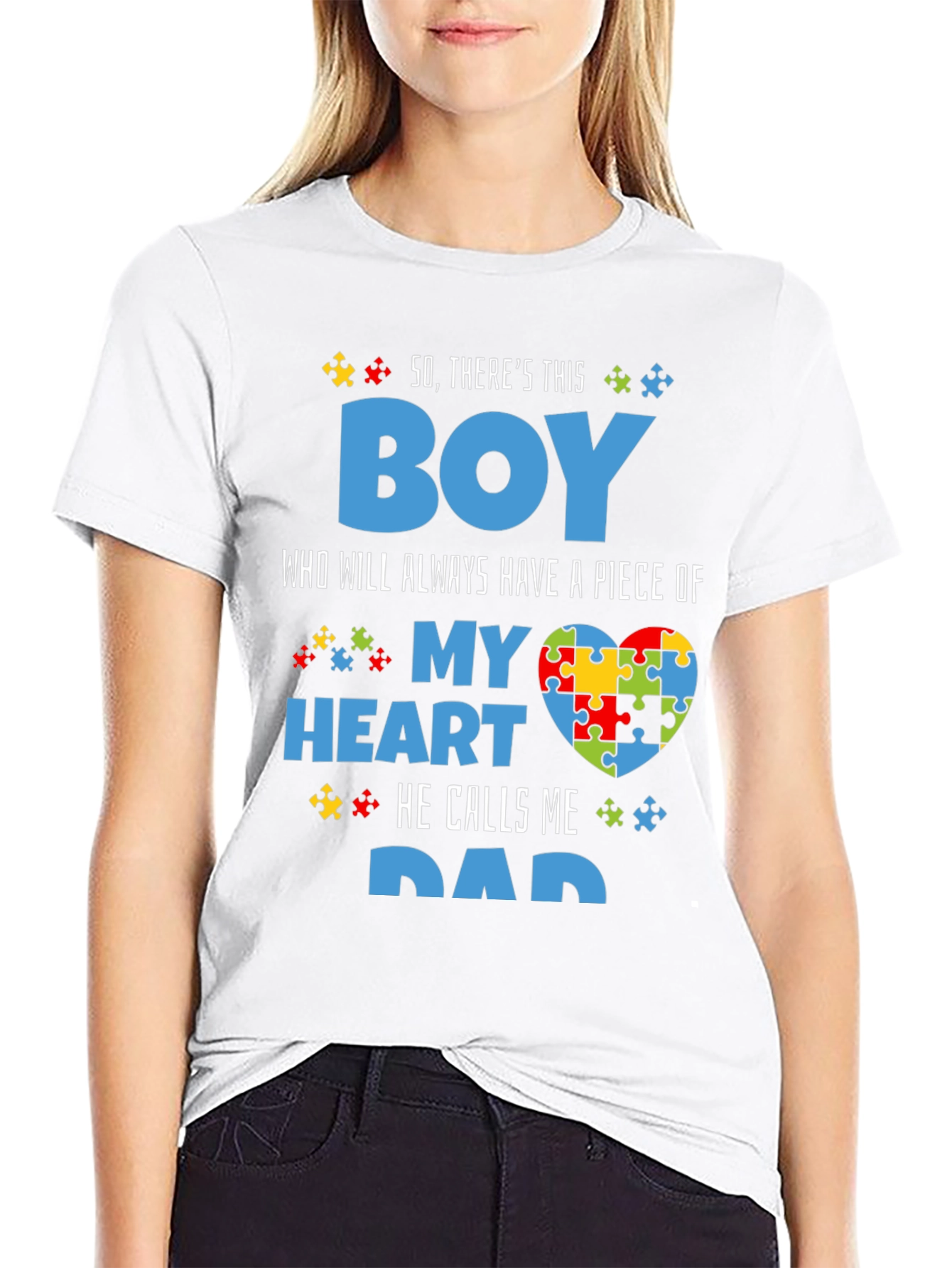 Autism Awareness Dad T-Shirt - My Heart Puzzle Piece