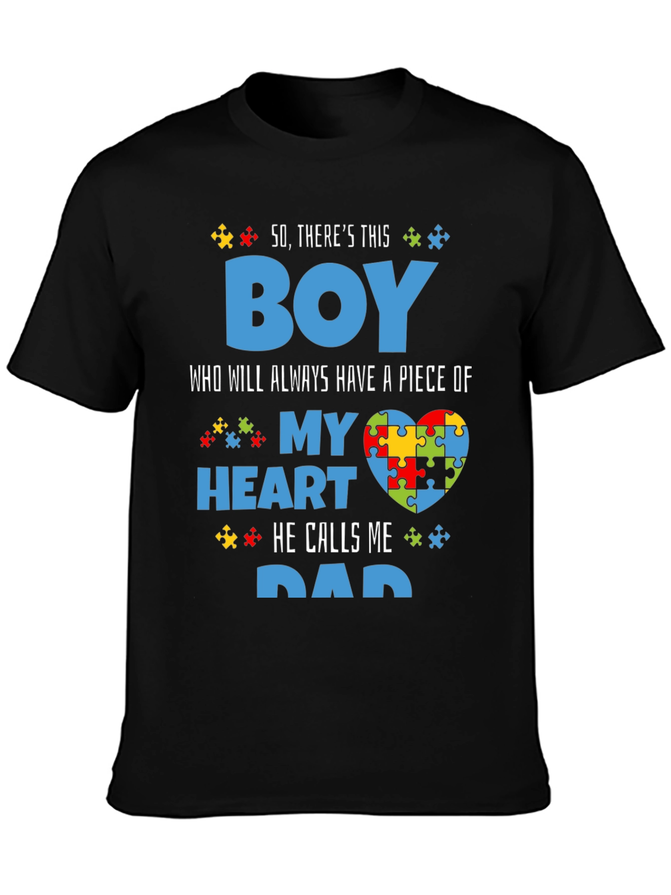 Autism Awareness Dad T-Shirt - My Heart Puzzle Piece