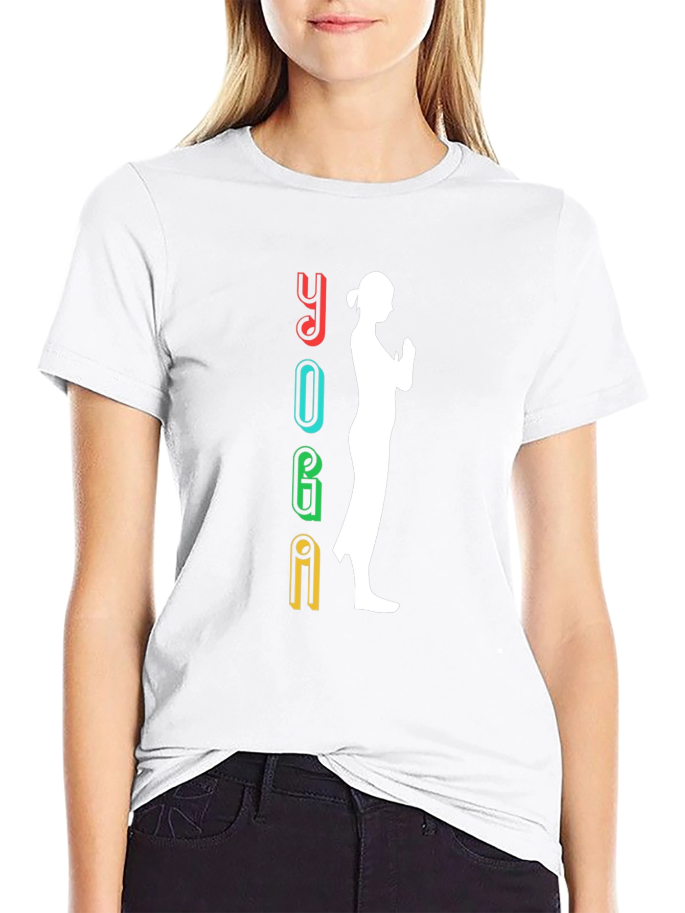 Yoga Silhouette Graphic Tee - Black Cotton Shirt