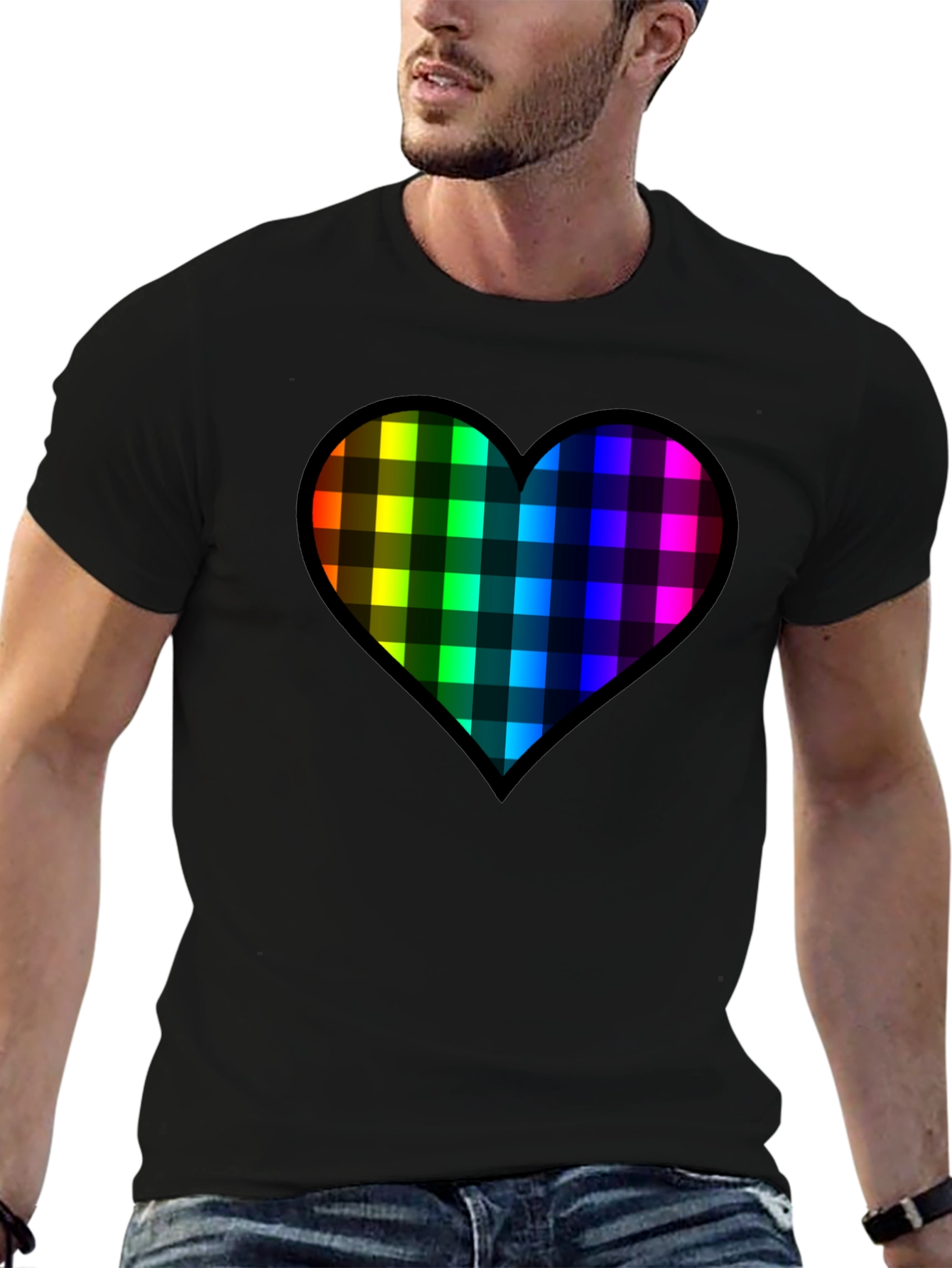 Rainbow Plaid Heart Tee - Love & Pride