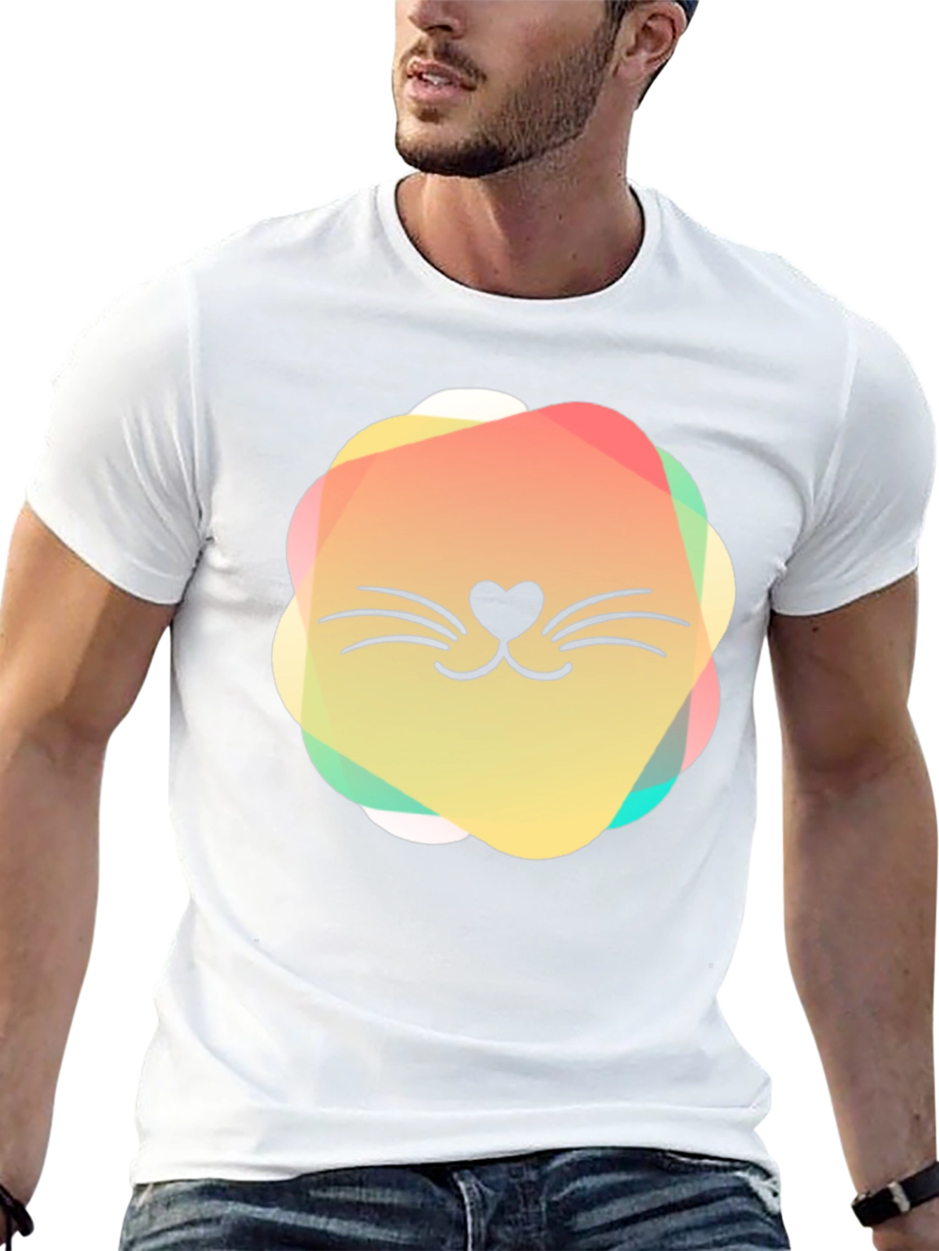 Cute Cat Face Graphic Black T-Shirt