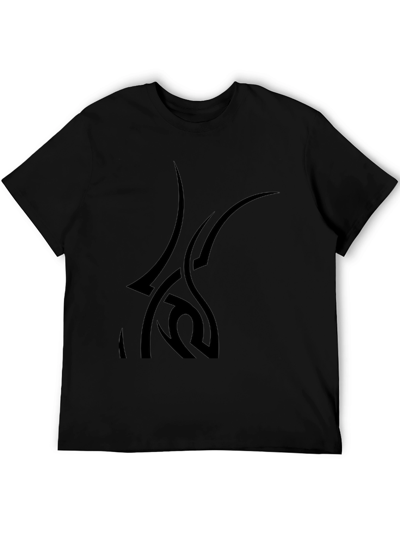 Stylish Black Graphic Tee - Tribal Design
