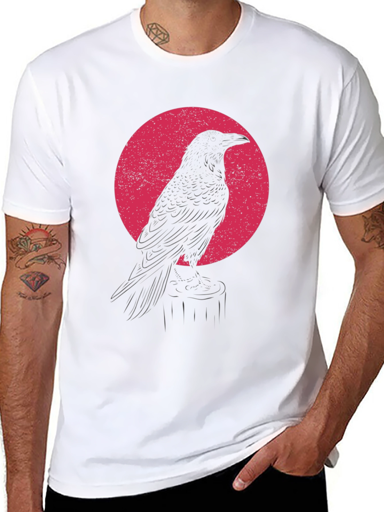 Raven Silhouette Graphic T-Shirt - Black