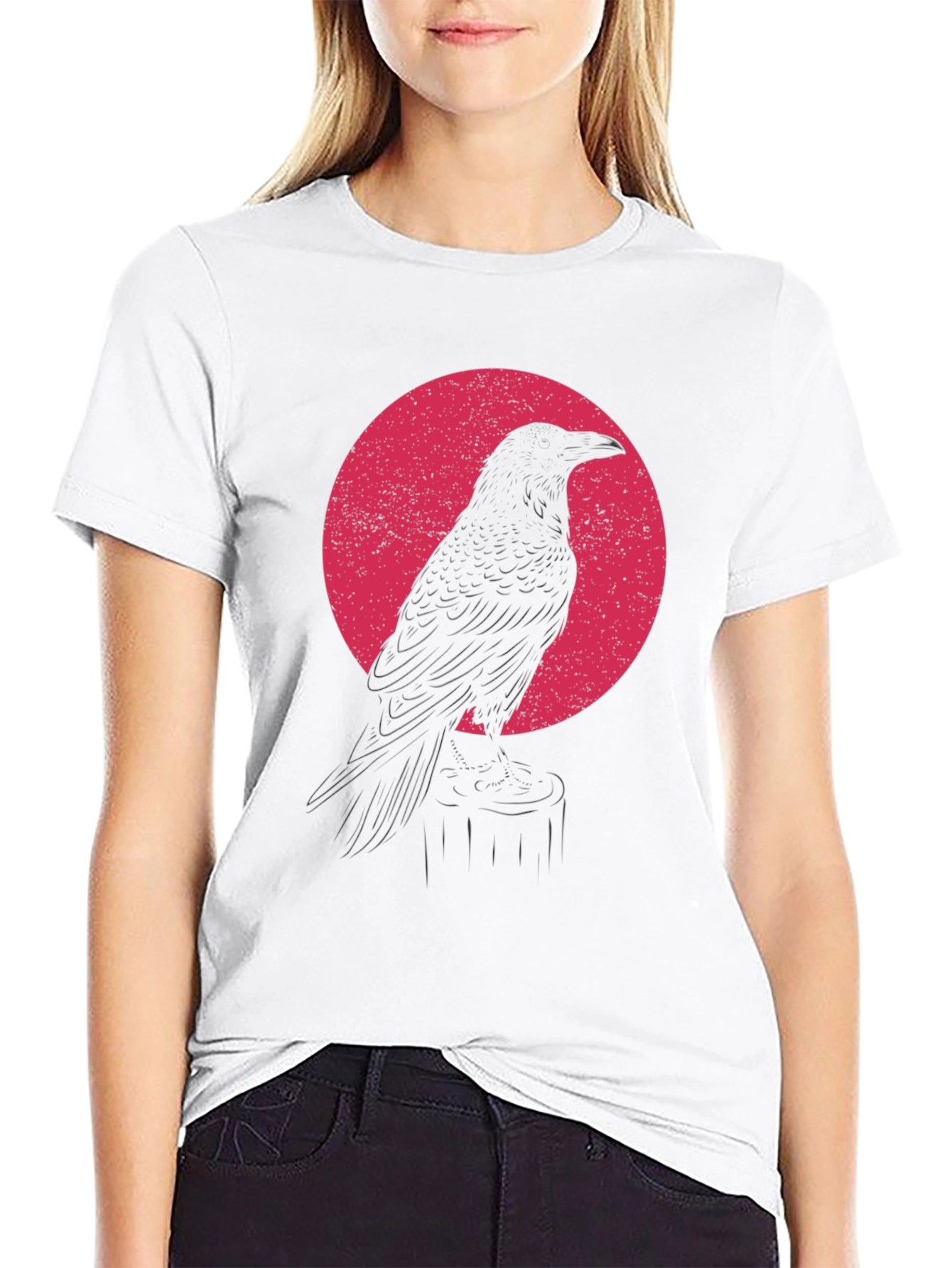 Raven Silhouette Graphic T-Shirt - Black