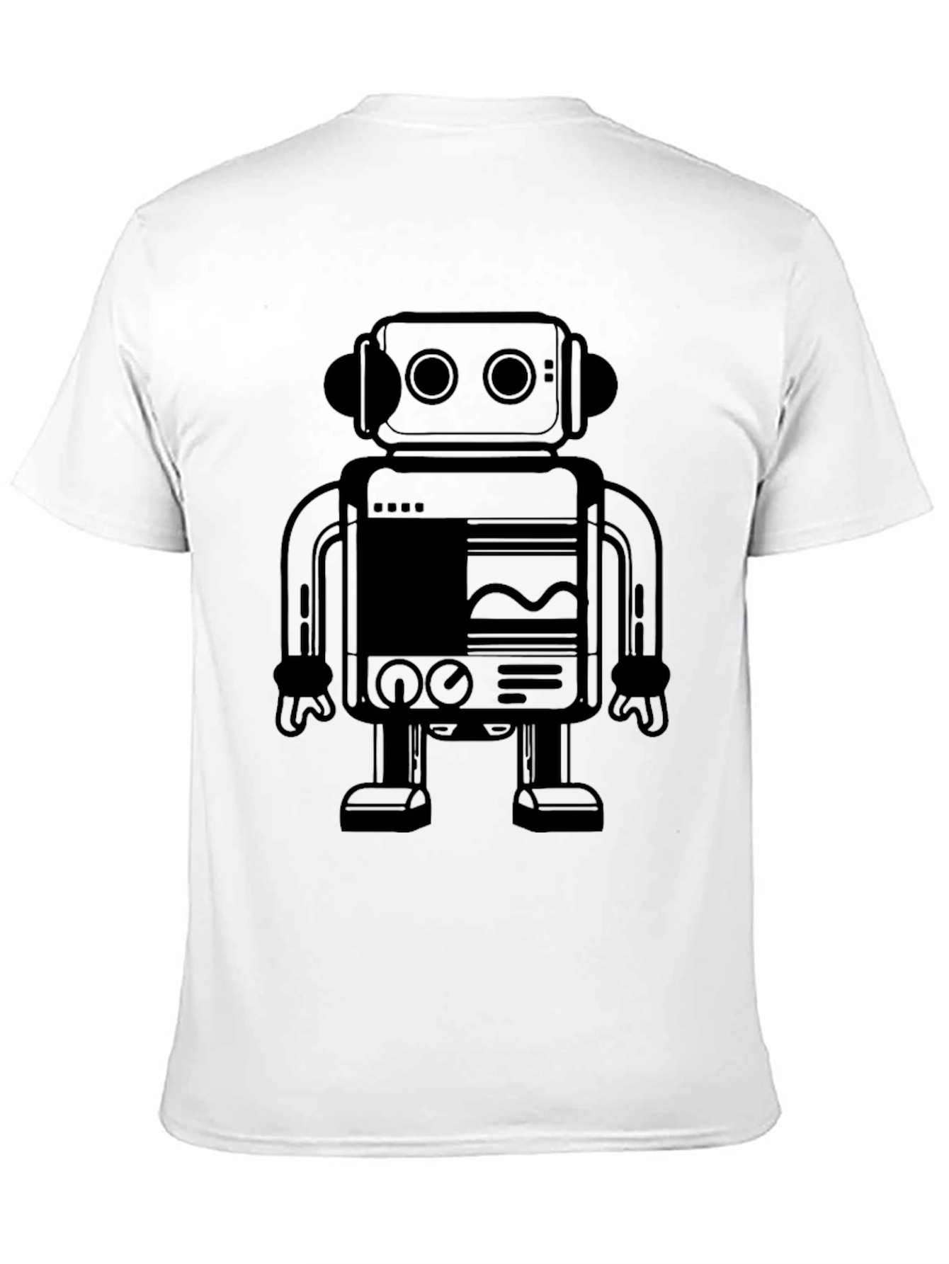 Retro Robot Graphic Tee - Cool Black T-Shirt