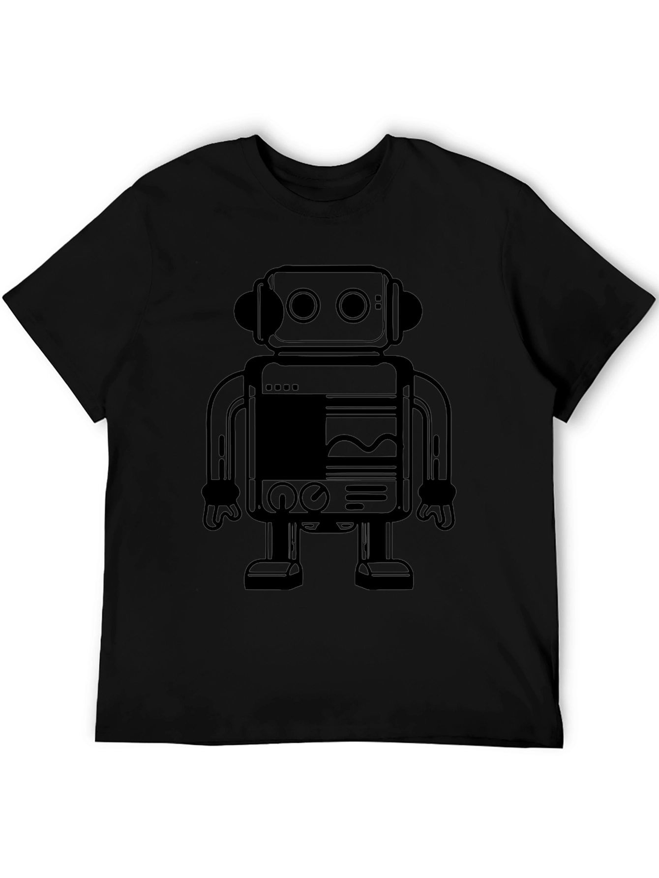 Retro Robot Graphic Tee - Cool Black T-Shirt