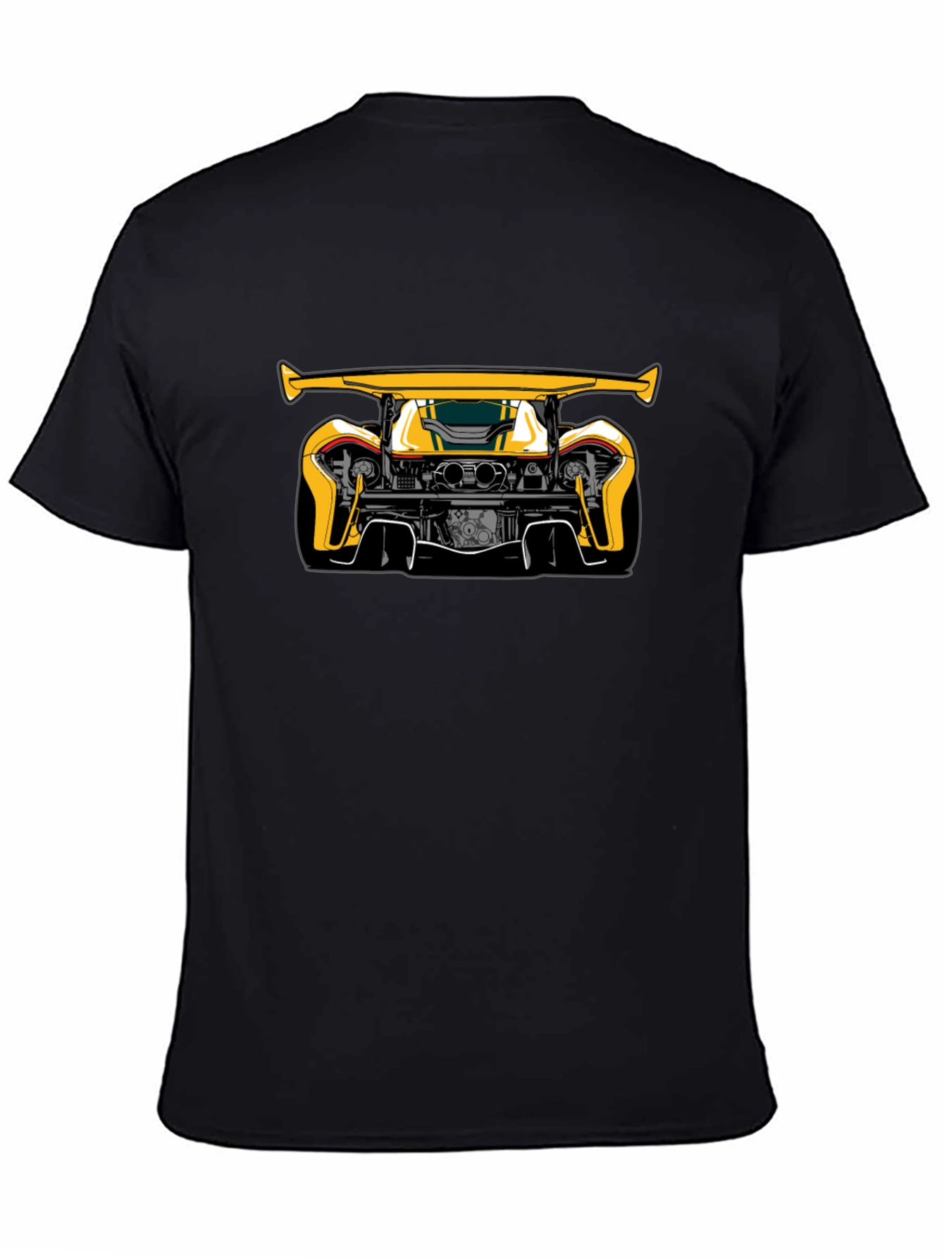 Yellow Car Graphic Black T-Shirt