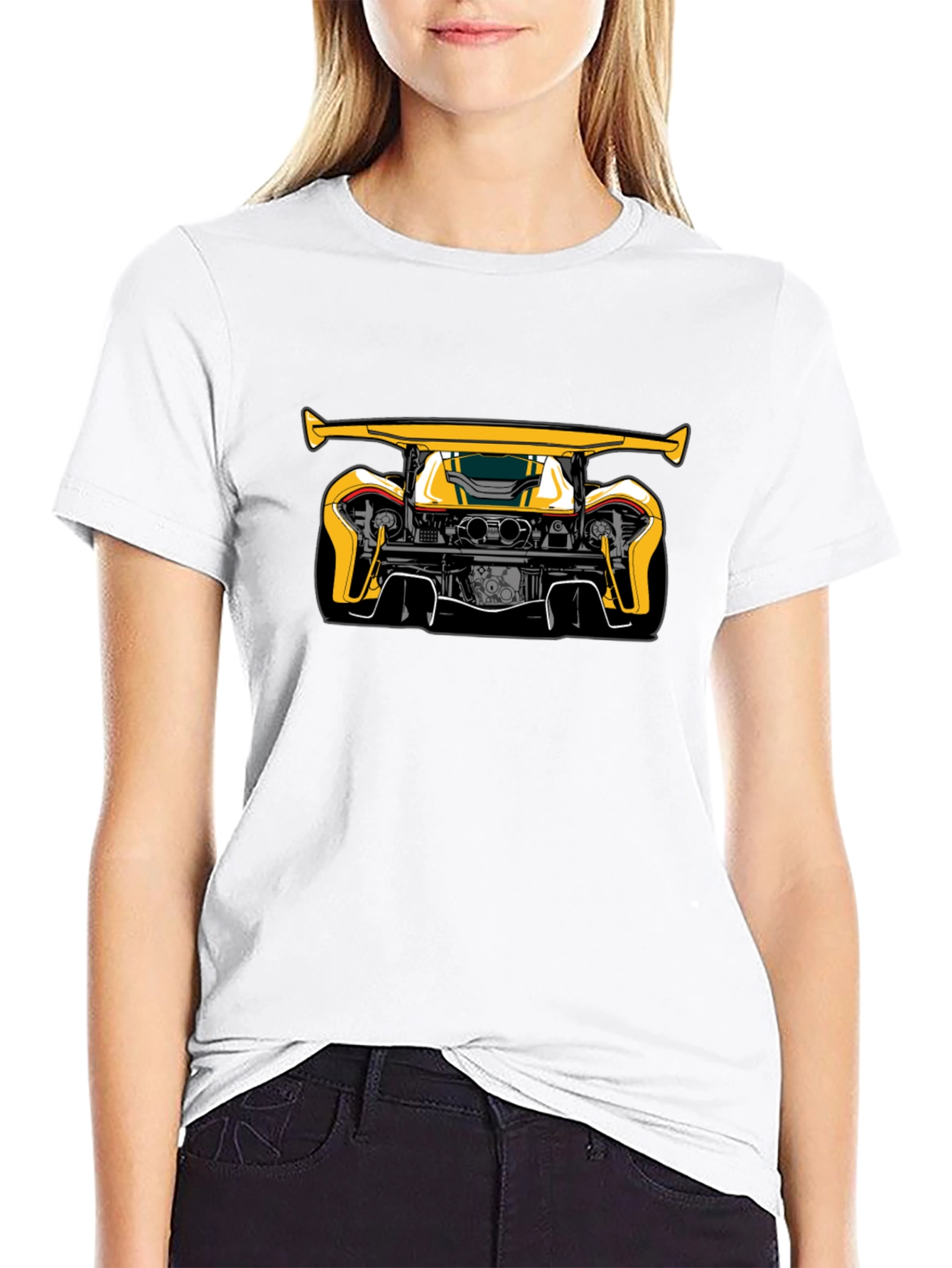 Yellow Car Graphic Black T-Shirt