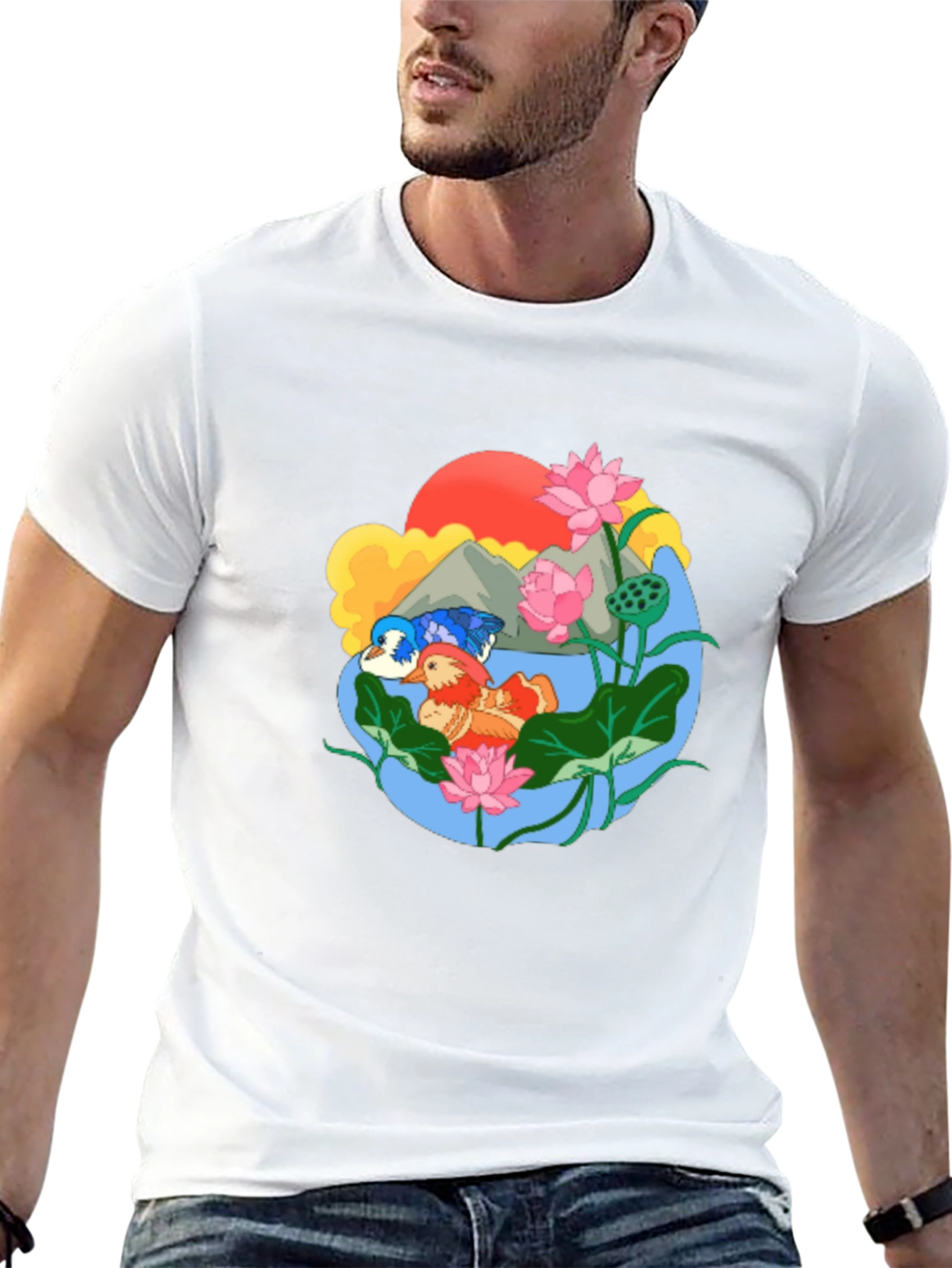 Mandarin Duck Lotus Pond Graphic Tee