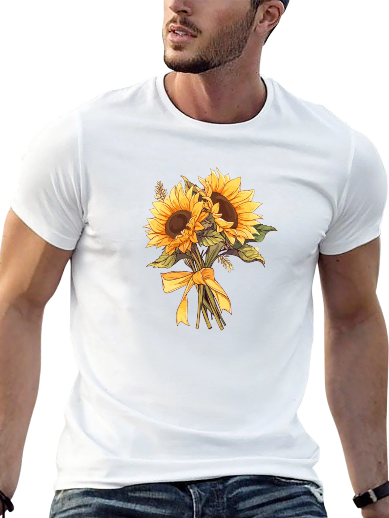 Sunflower Bouquet Graphic Tee - Black Cotton Blend