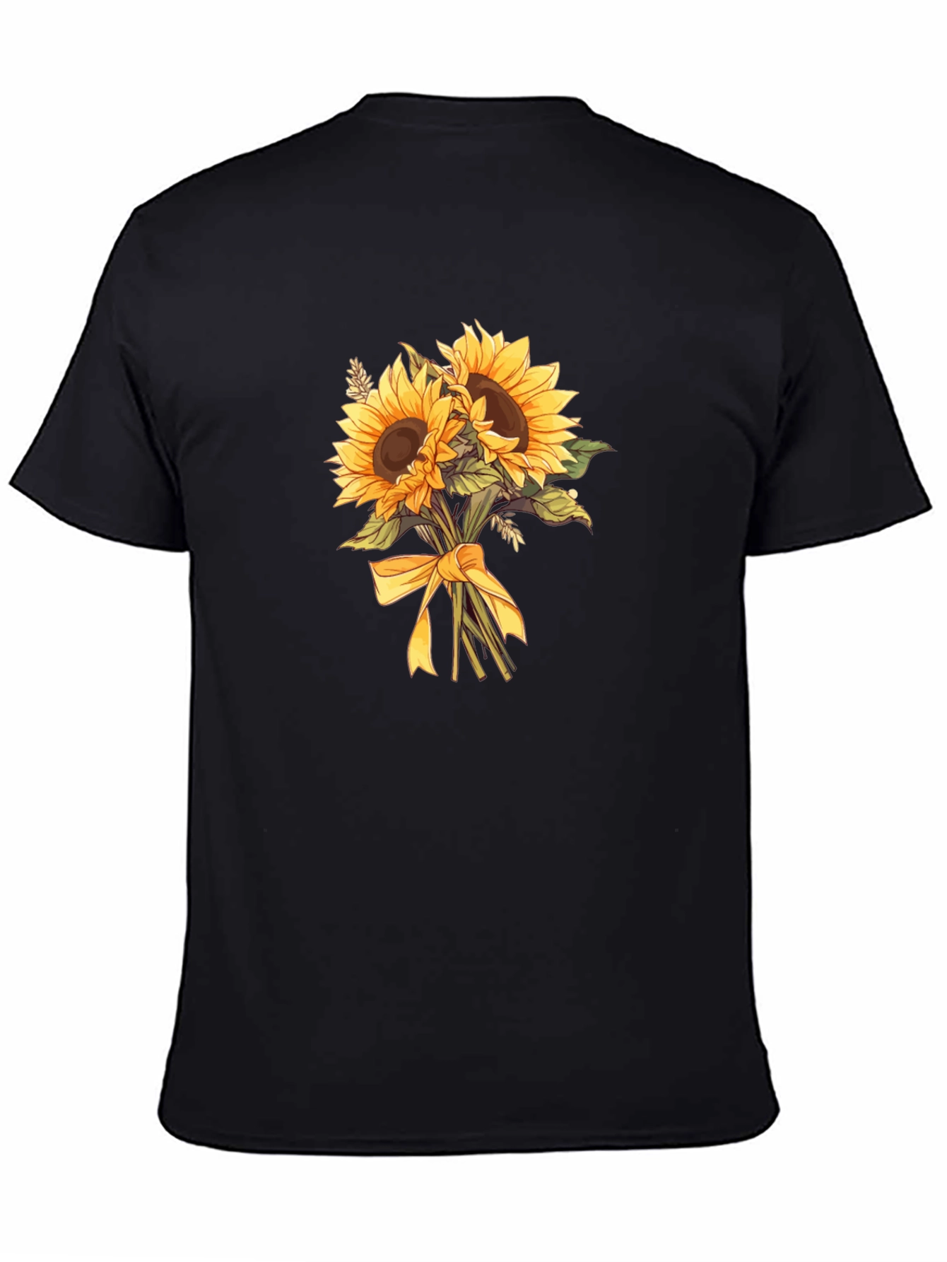 Sunflower Bouquet Graphic Tee - Black Cotton Blend