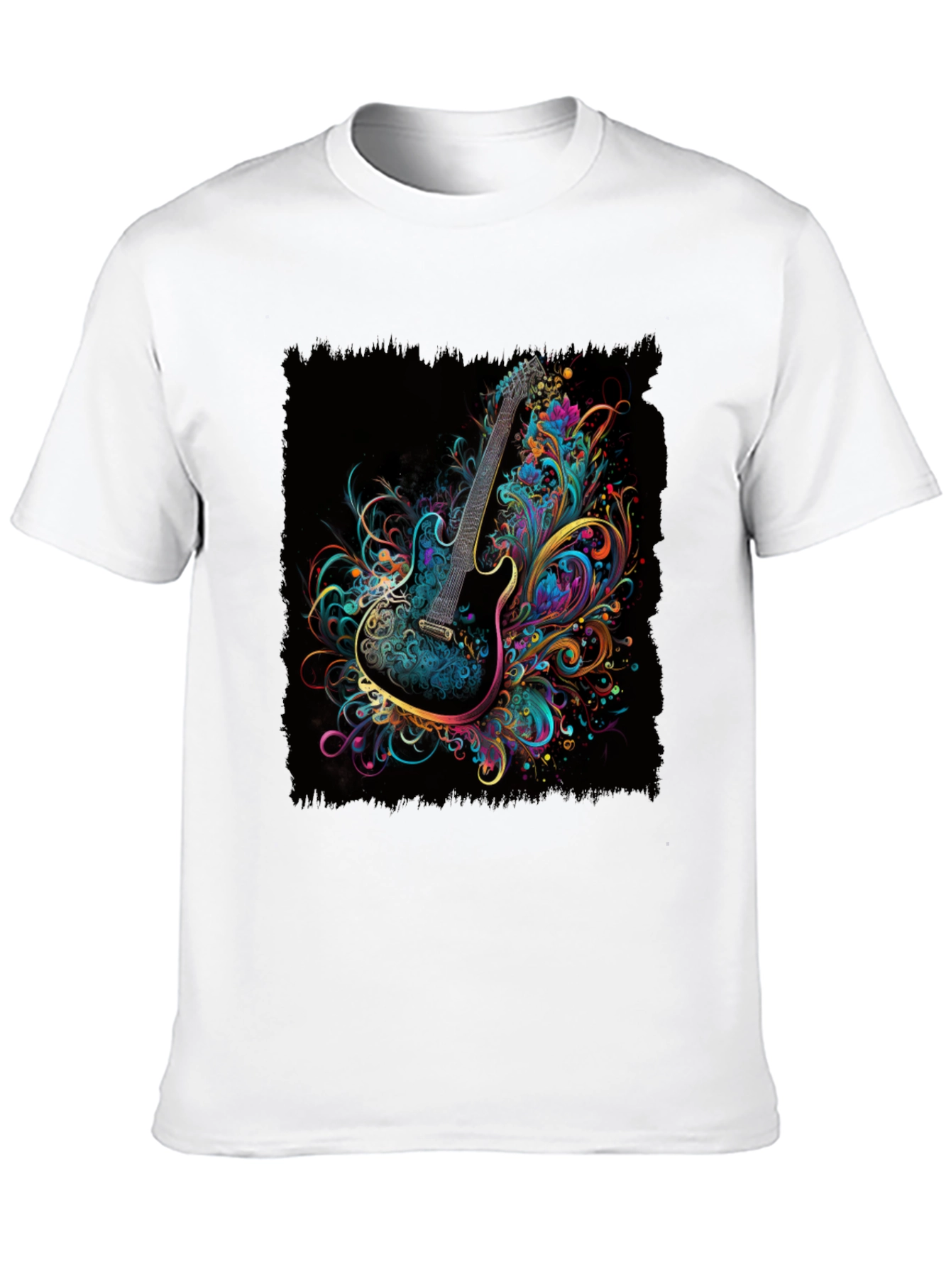 Electric Guitar Art T-Shirt - Black Cotton Tee
