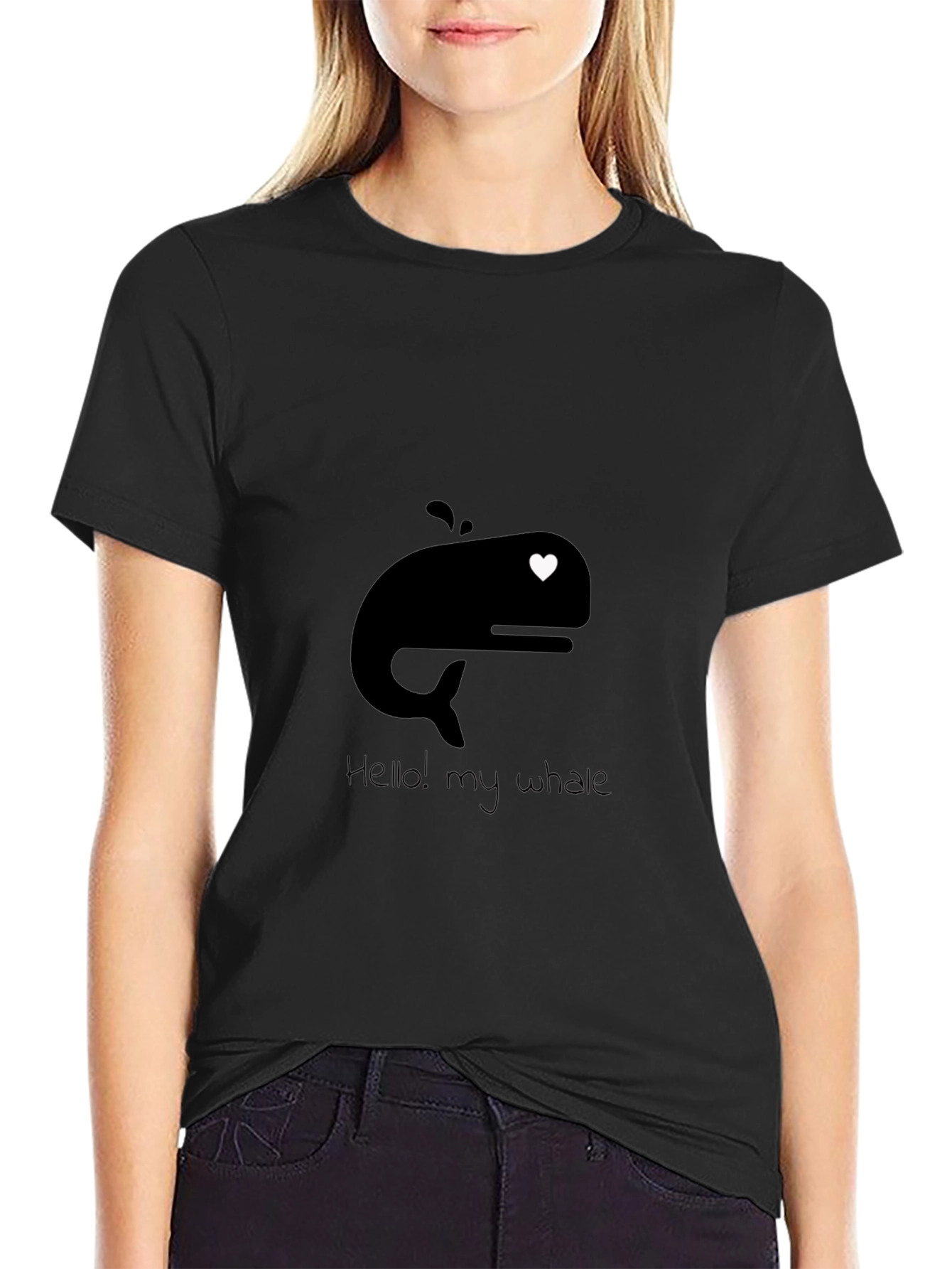 Whale Heart Graphic Tee - Mens Black T-Shirt