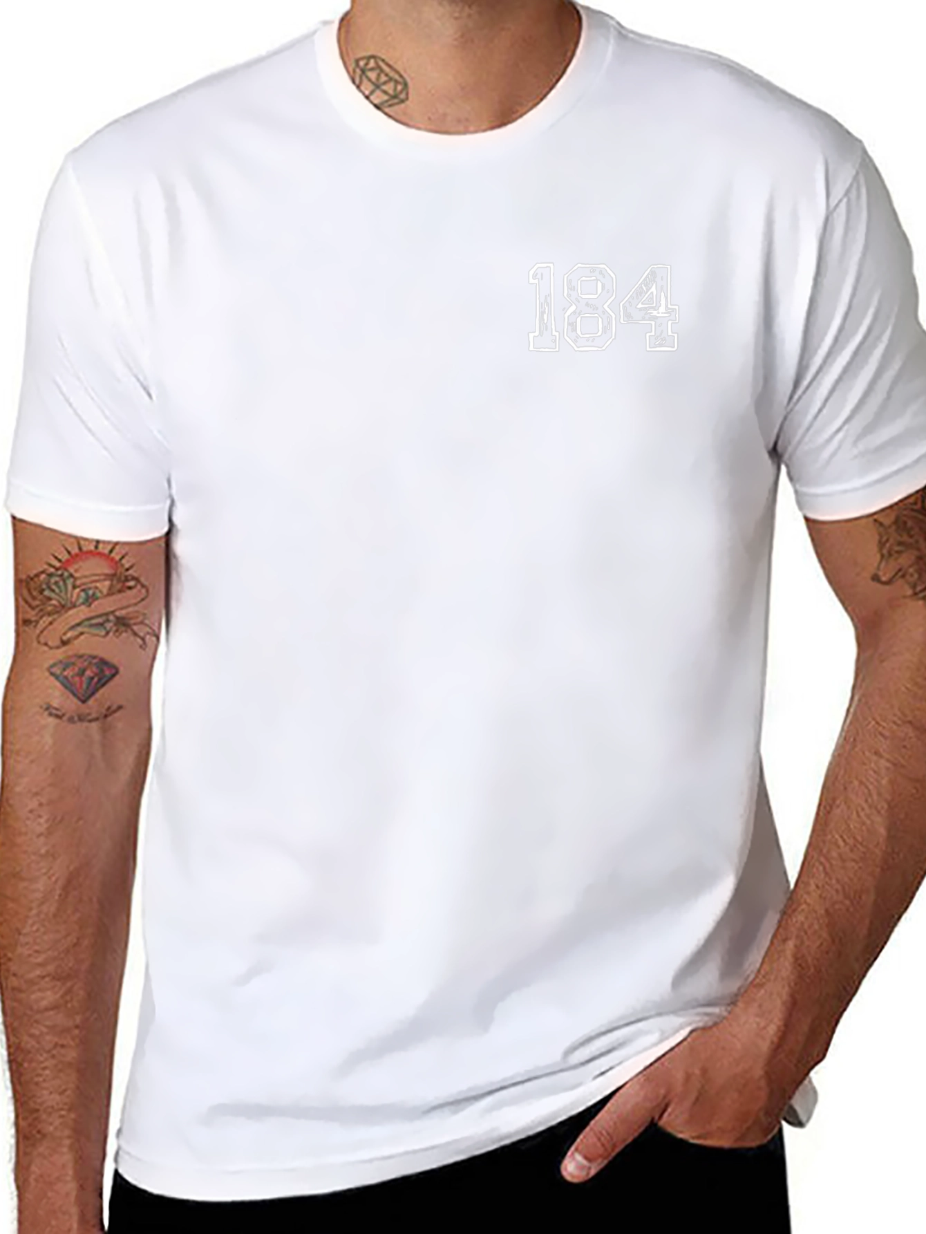 Mens Black T-Shirt with 184 Graphic