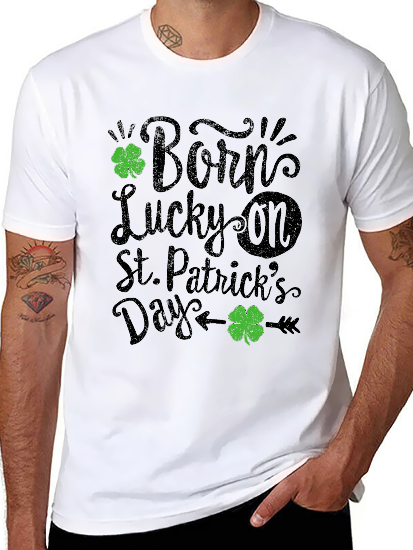 Born Lucky St. Patricks Day Black T-Shirt