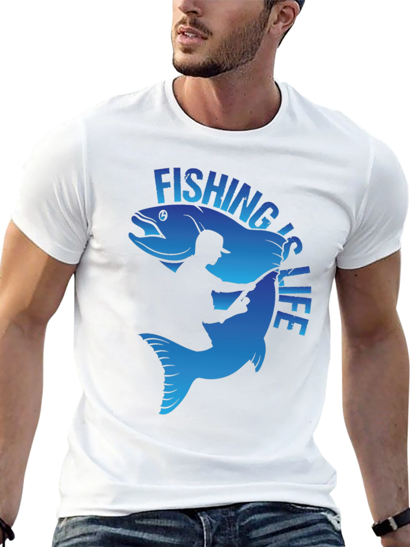 Fishing is Life Graphic T-Shirt - Black