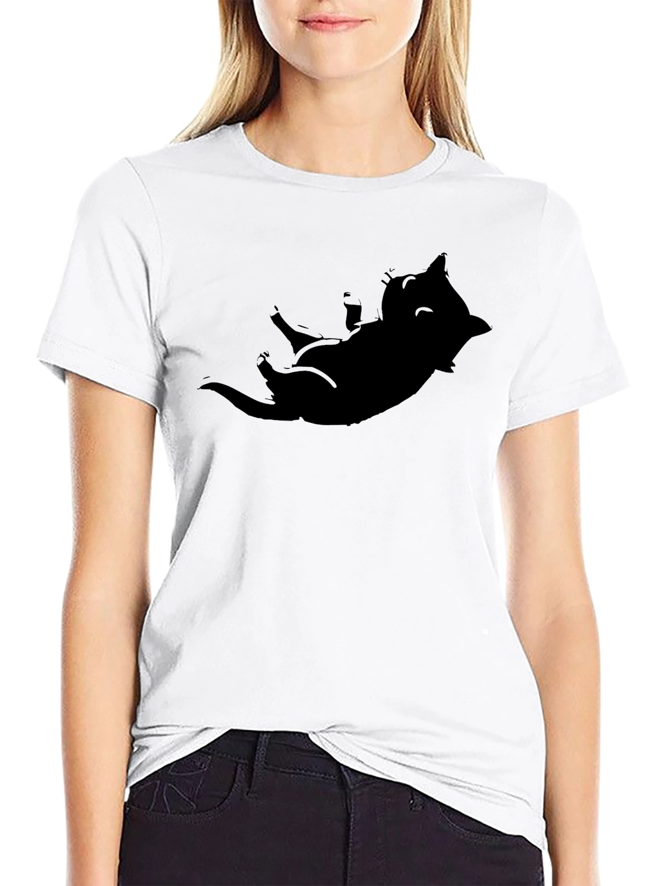 Cool Cat Silhouette Tee - Black