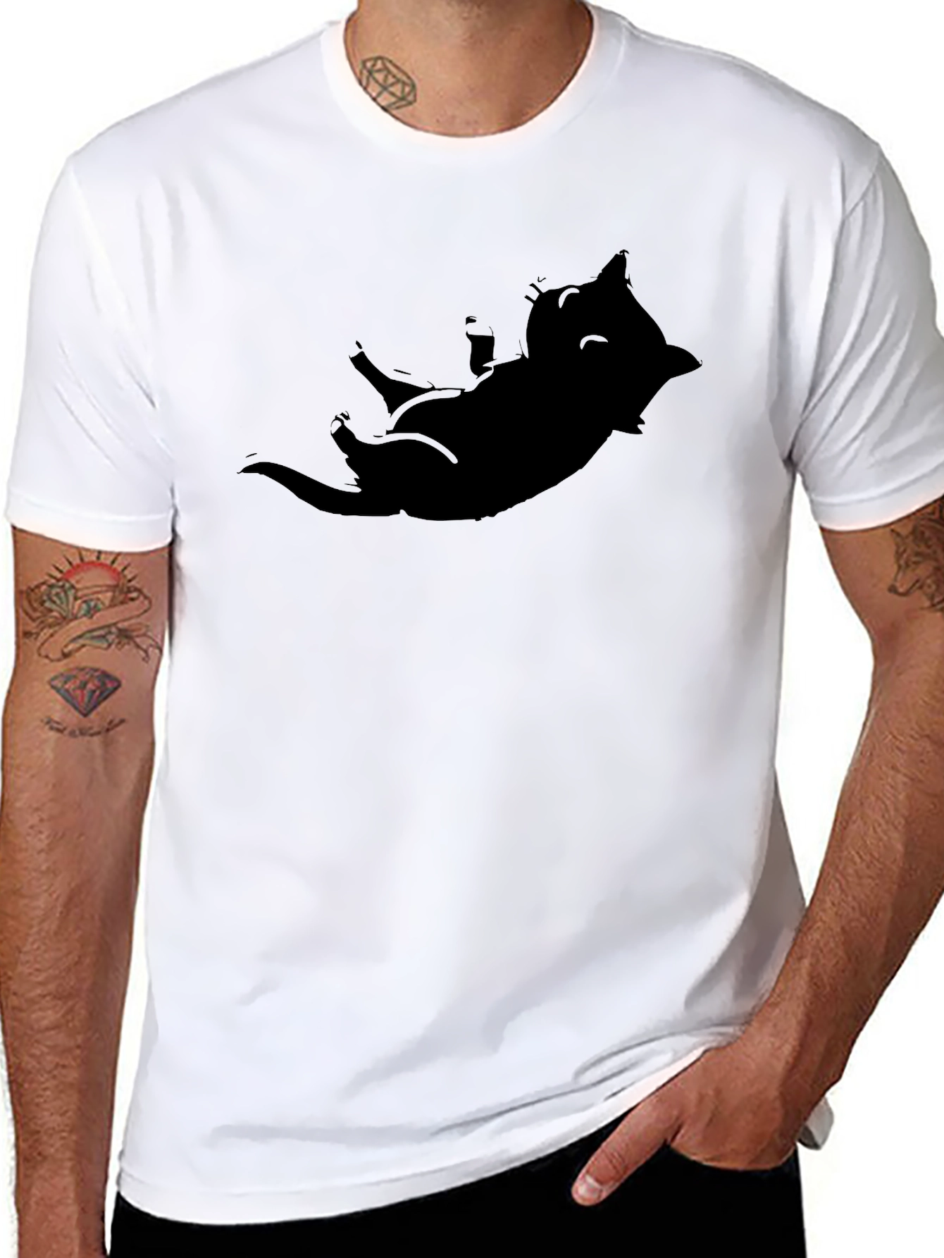 Cool Cat Silhouette Tee - Black