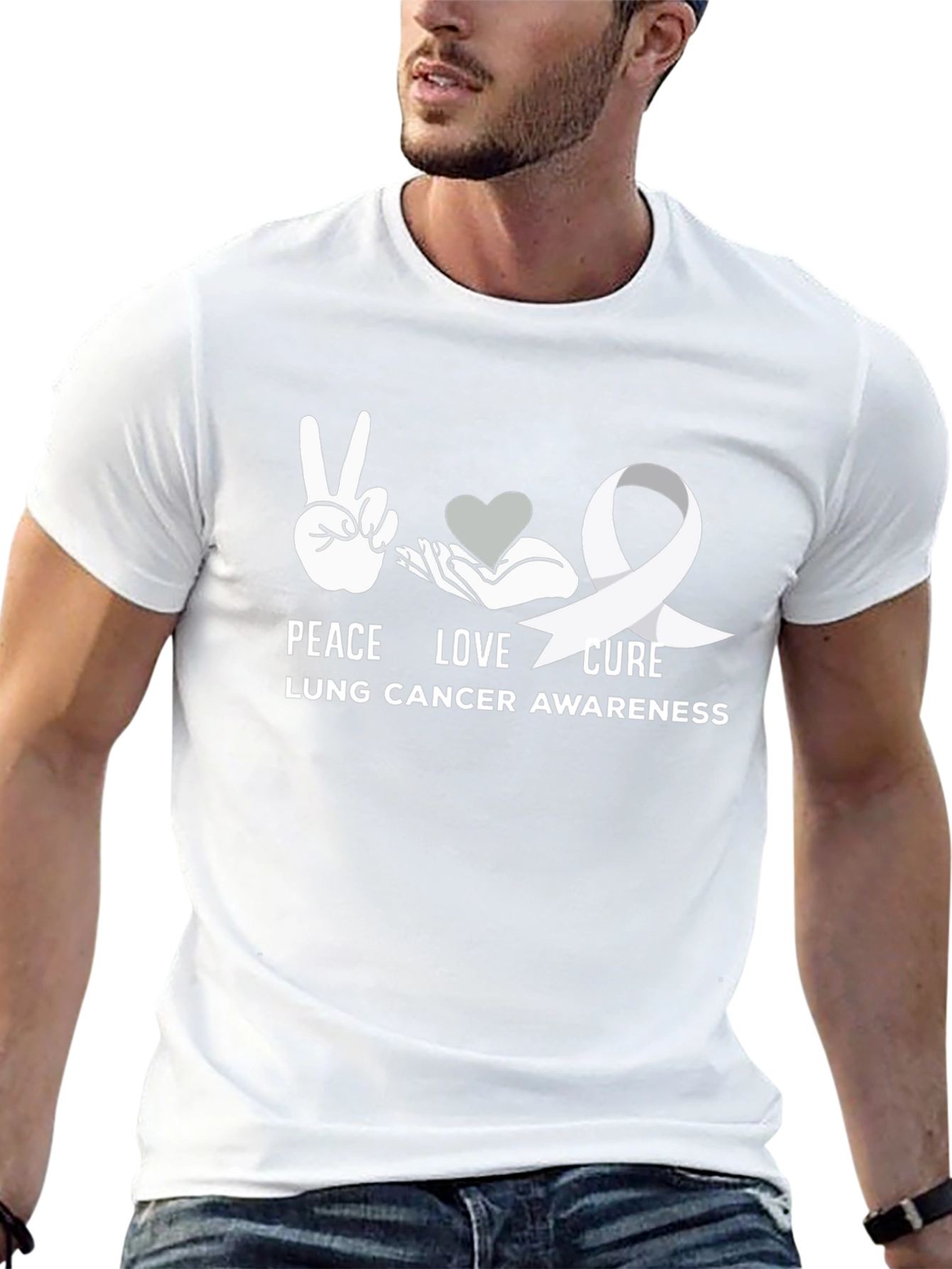 Peace Love Cure Lung Cancer Awareness T-Shirt