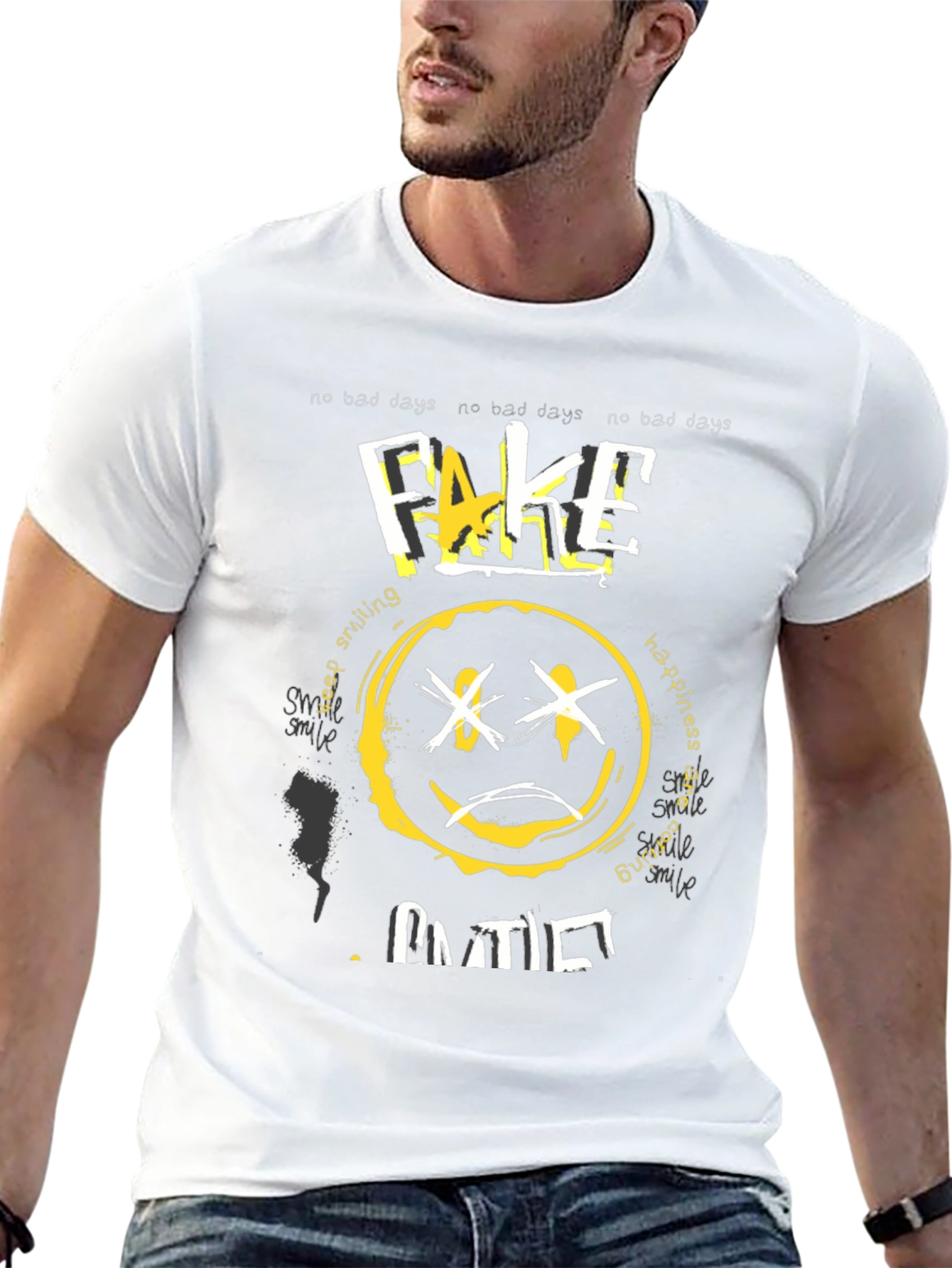 Fake Smile Graphic Black T-Shirt