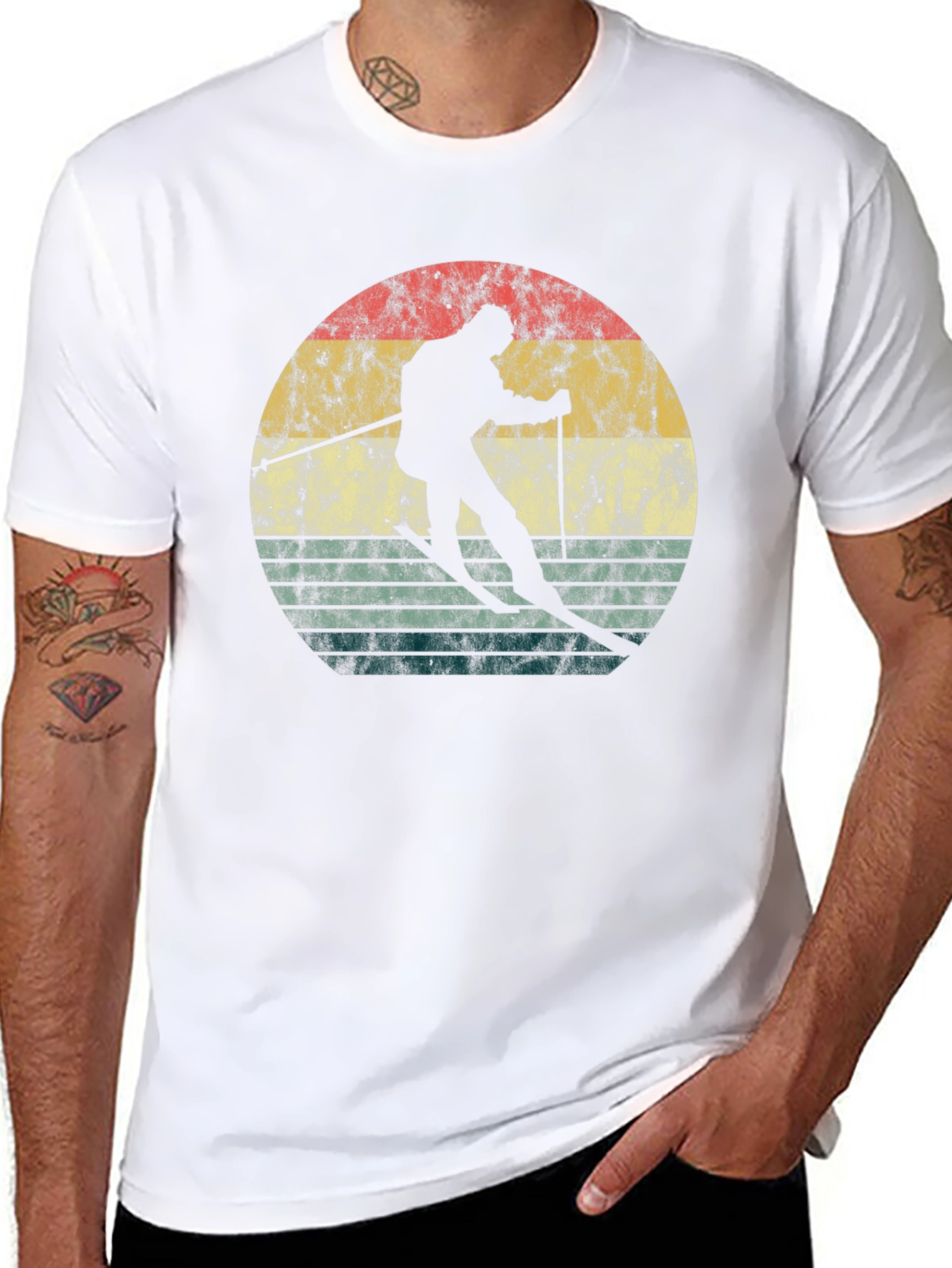 Retro Skiing Sunset Graphic Tee