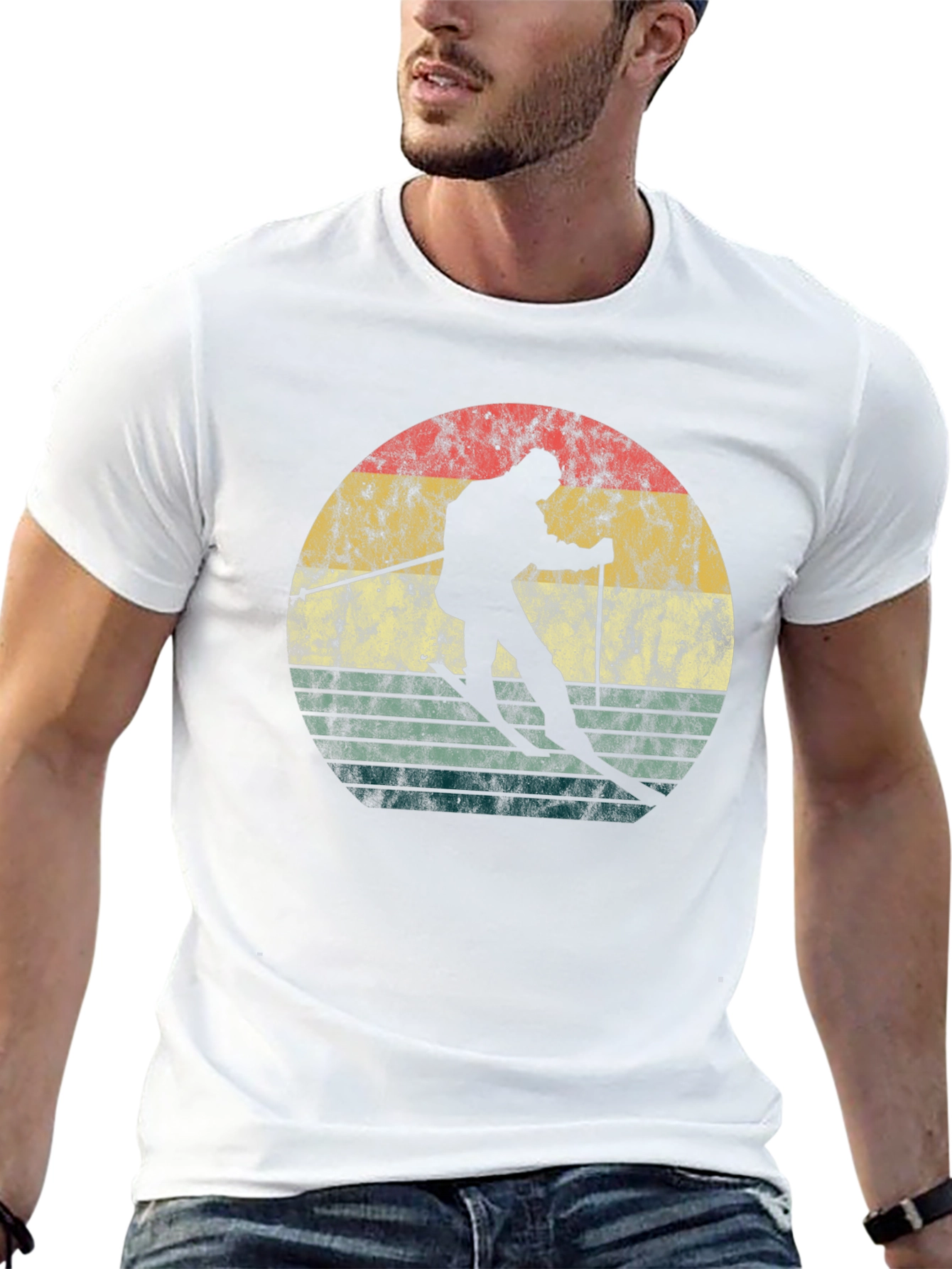 Retro Skiing Sunset Graphic Tee