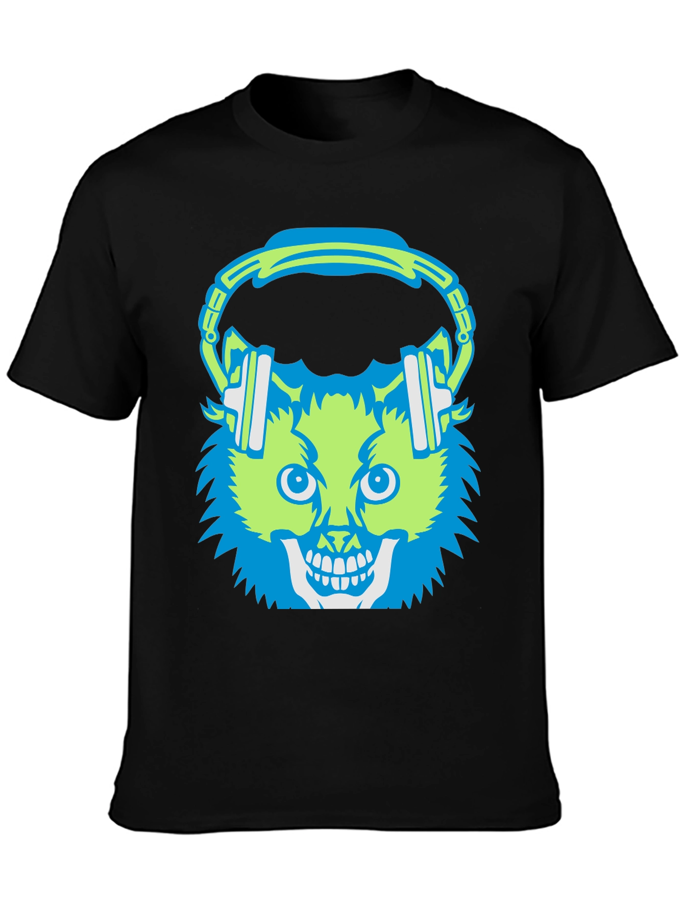 Skull Cat with Headphones T-Shirt