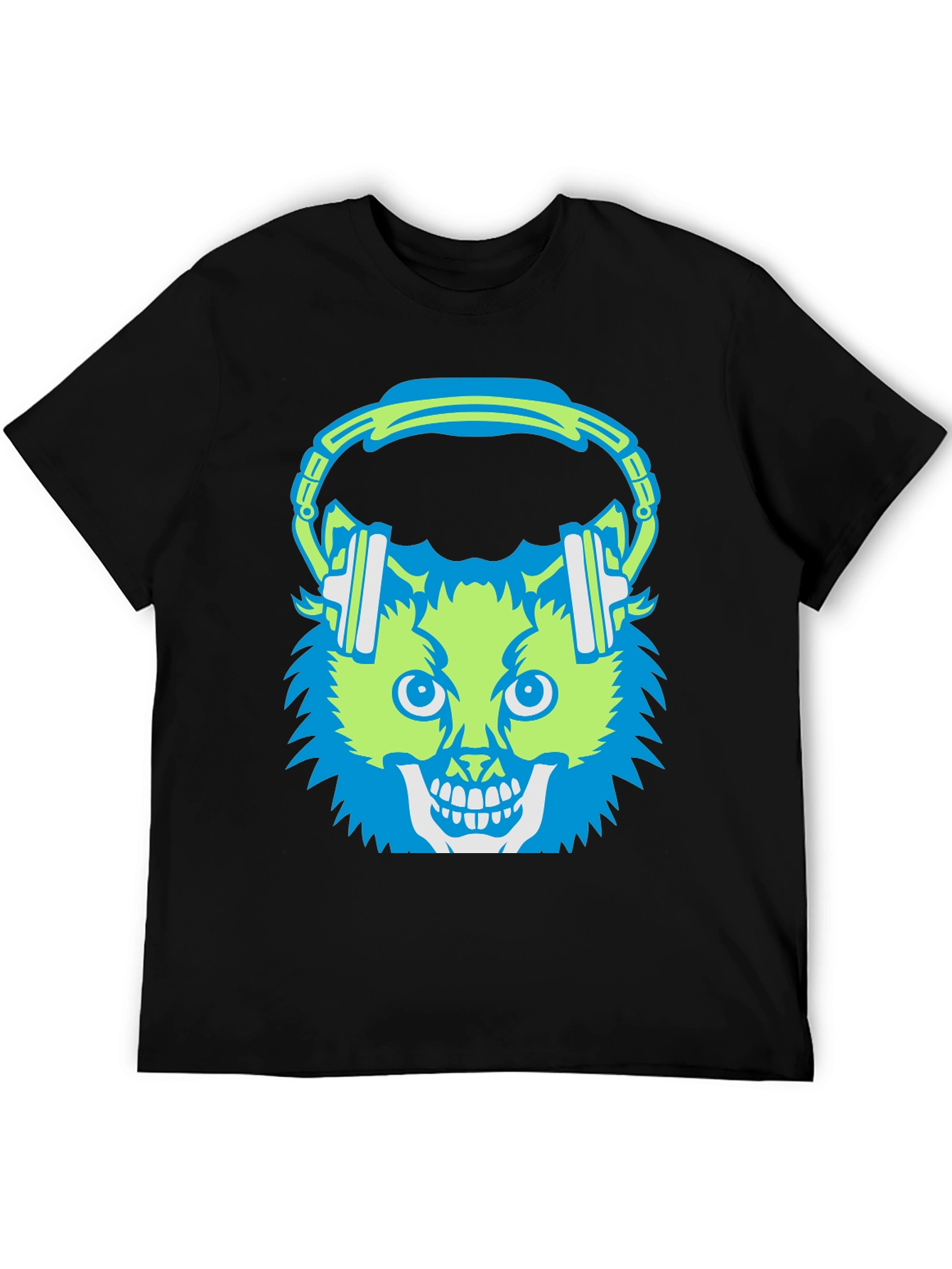 Skull Cat with Headphones T-Shirt