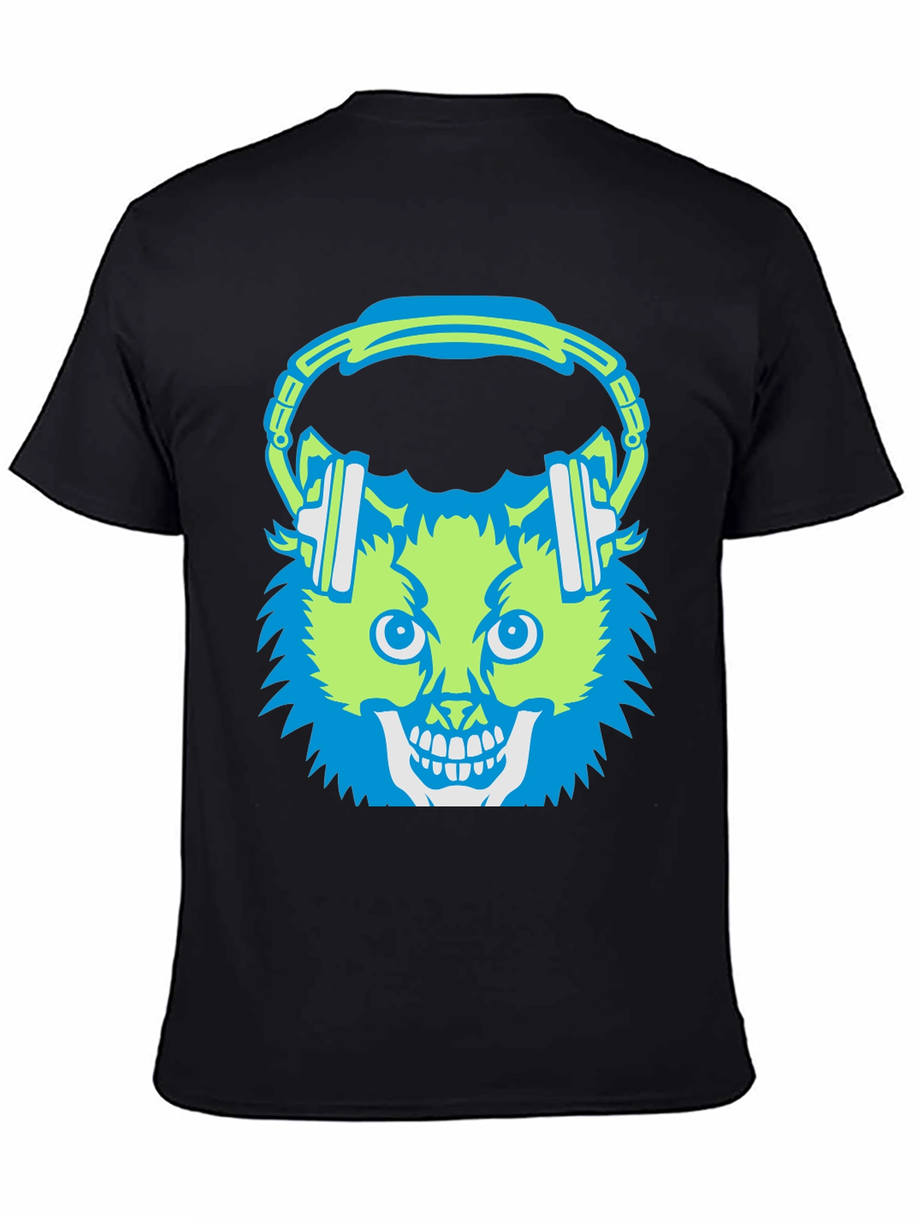 Skull Cat with Headphones T-Shirt
