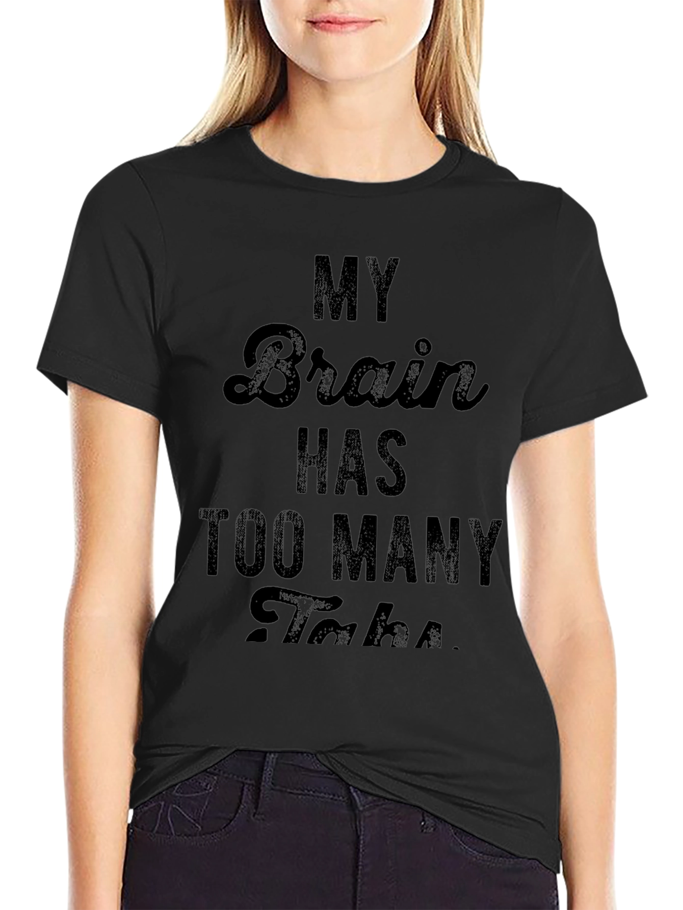 My Brain Has Too Many Tabs Black Graphic Tee