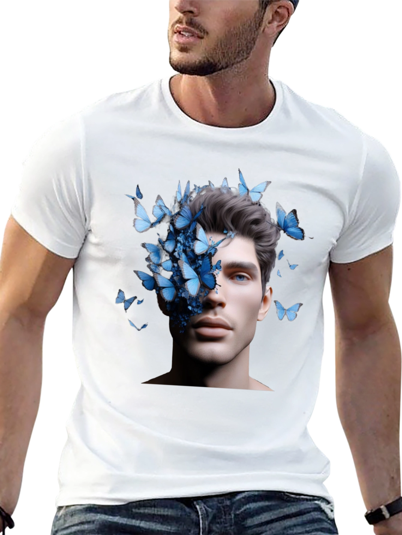 Butterfly Face Graphic Black T-Shirt