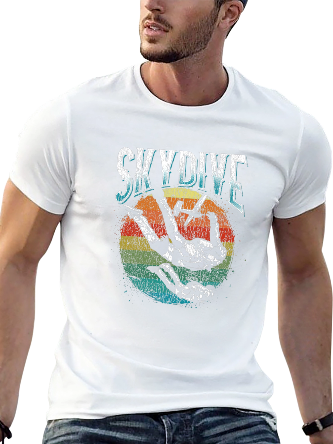 Skydiving T-Shirt Retro Style Black