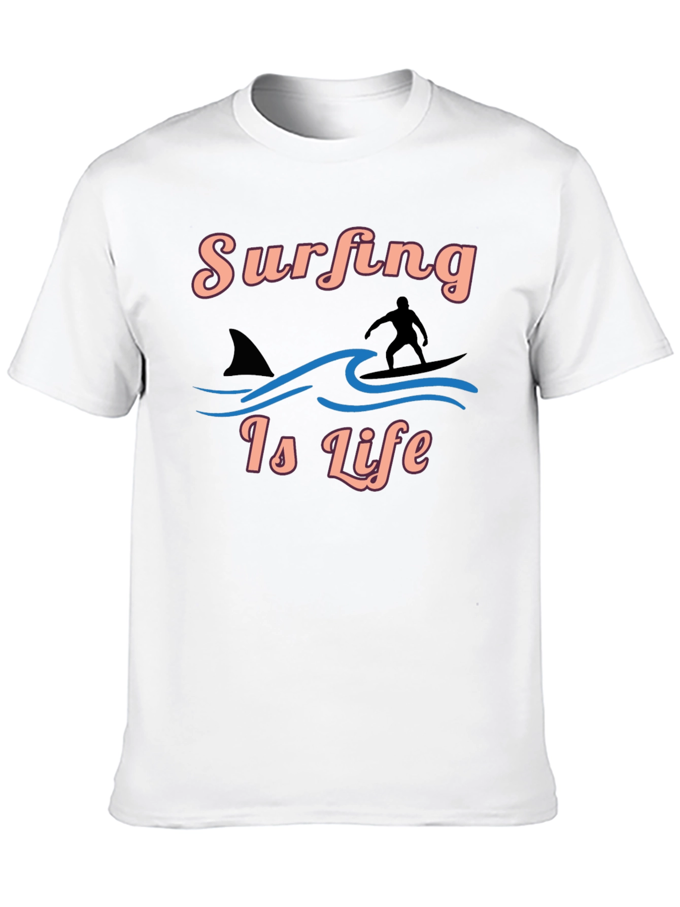 Surfing Is Life Black Graphic Tee