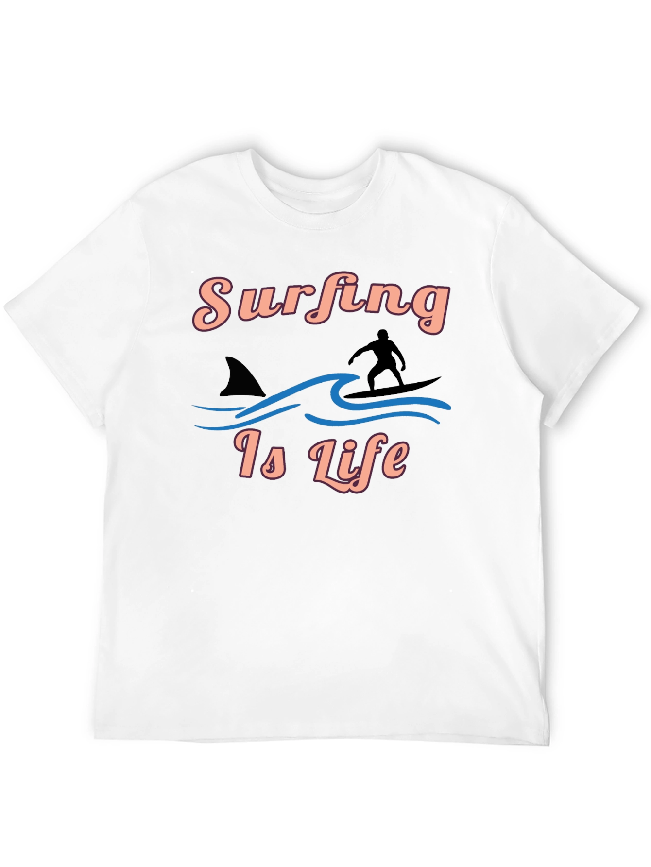 Surfing Is Life Black Graphic Tee