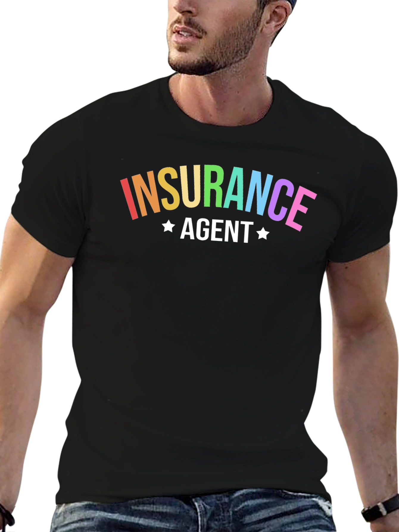 Rainbow Insurance Agent Black T-Shirt