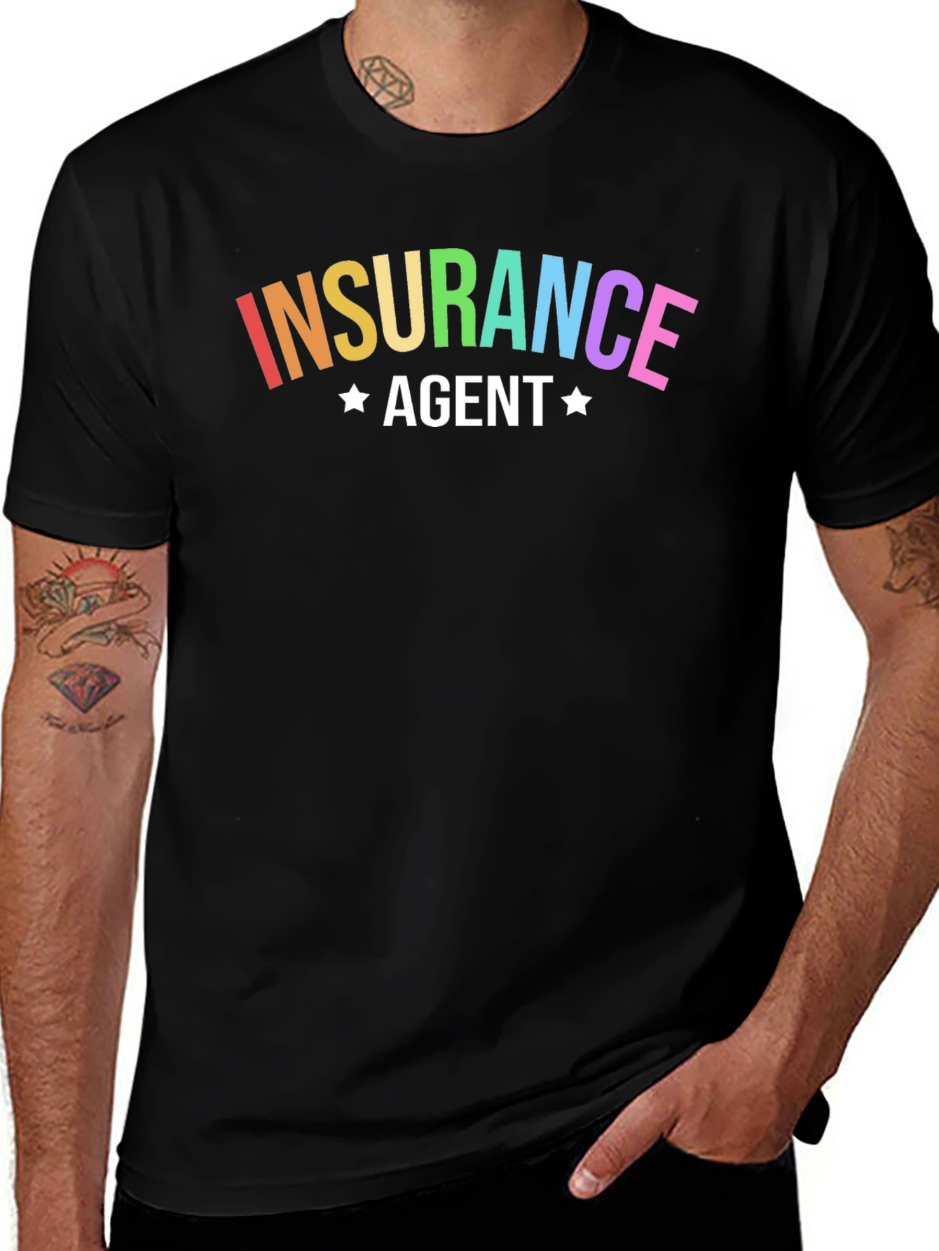 Rainbow Insurance Agent Black T-Shirt