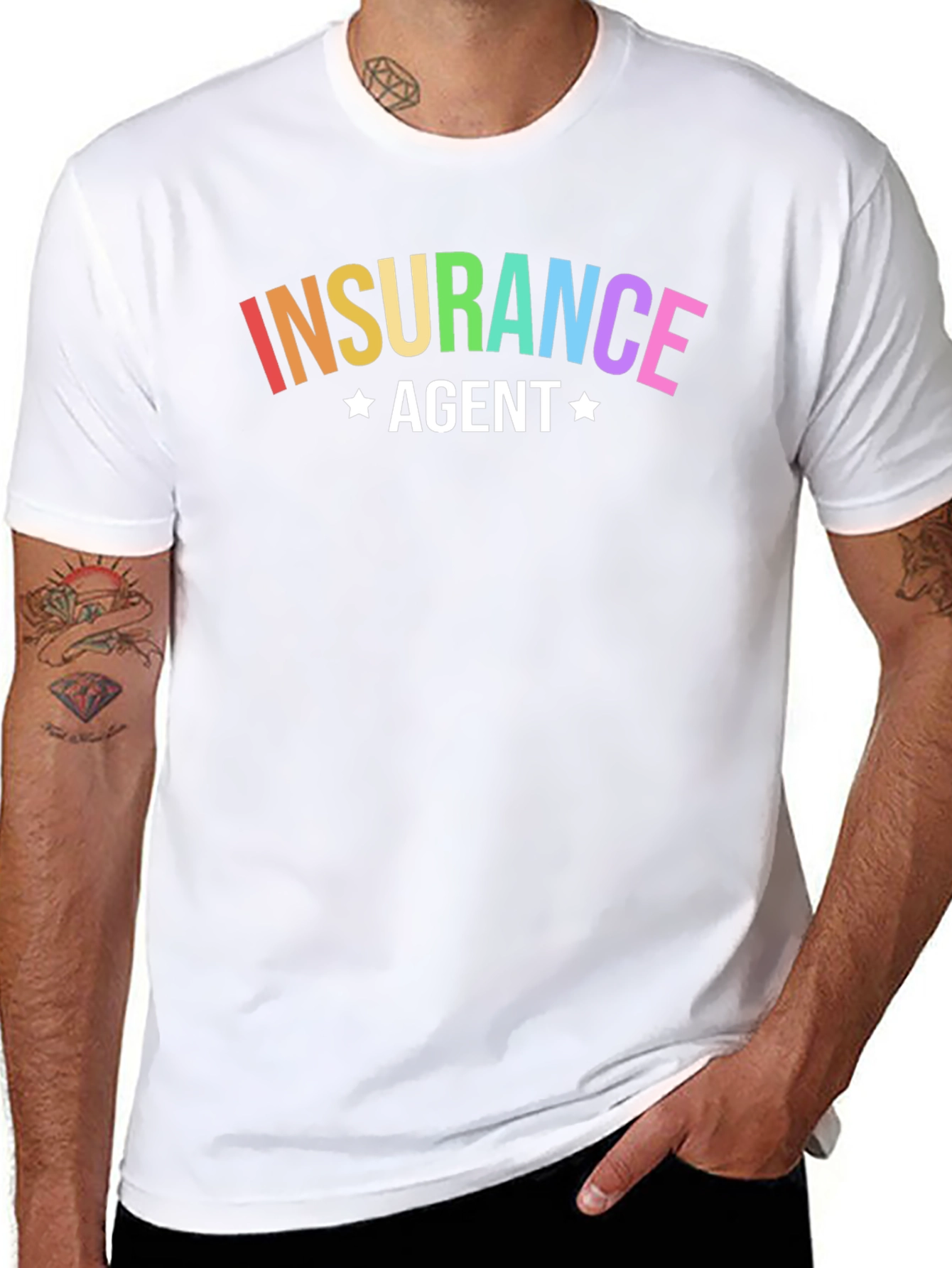 Rainbow Insurance Agent Black T-Shirt