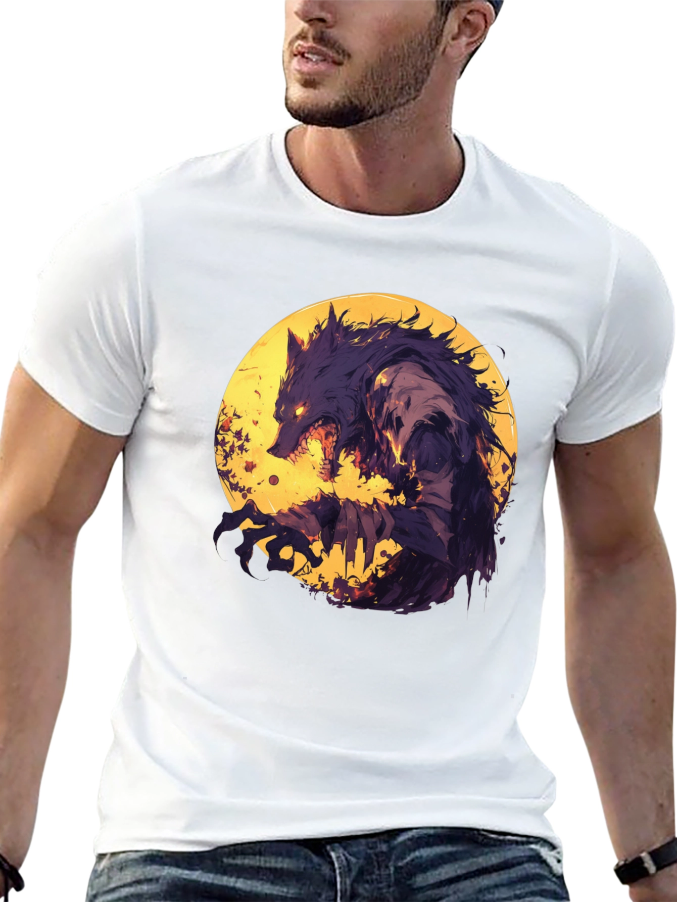 Werewolf Moon Graphic T-Shirt - Unique Design