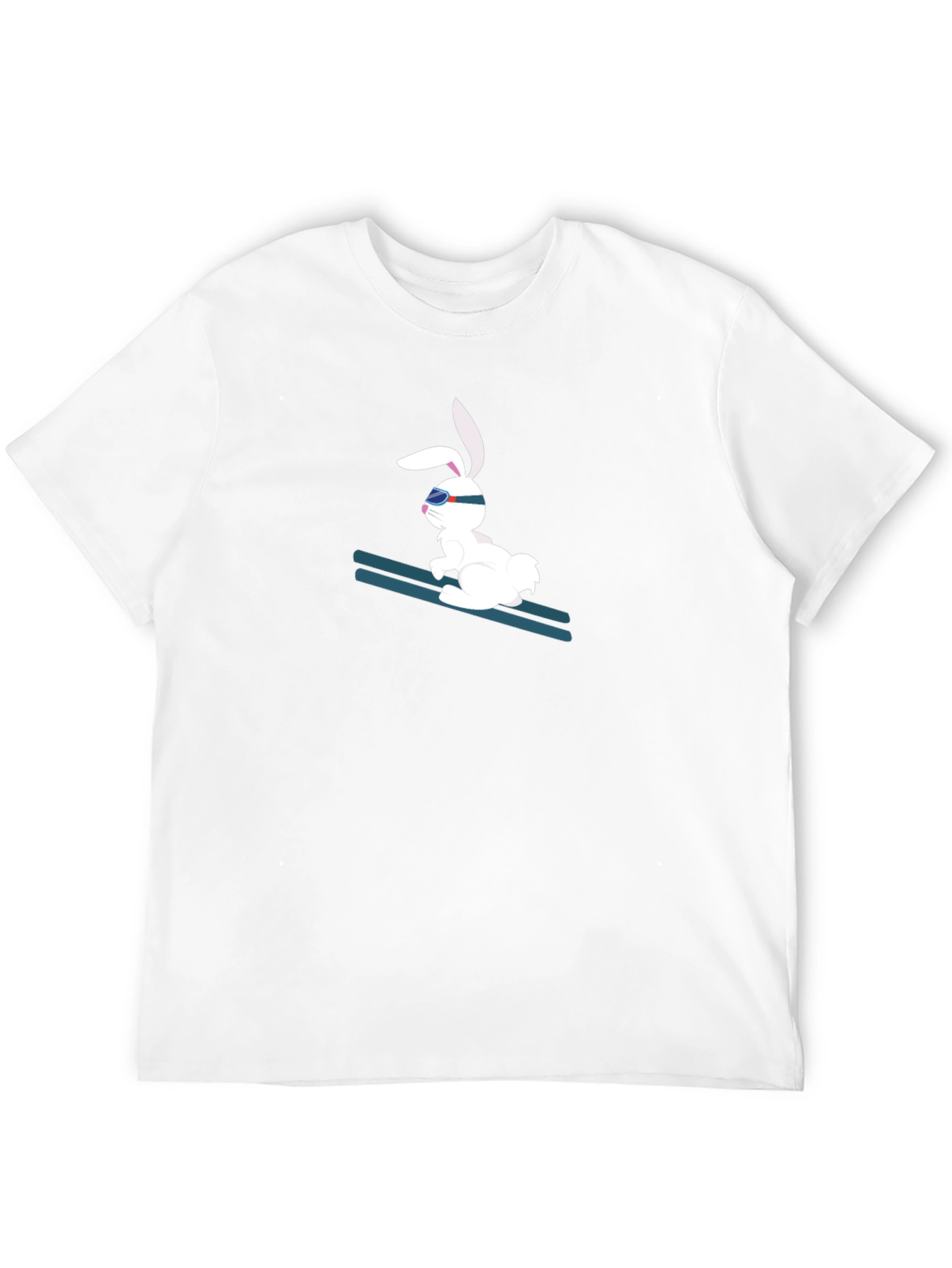 Skiing Bunny Black T-Shirt