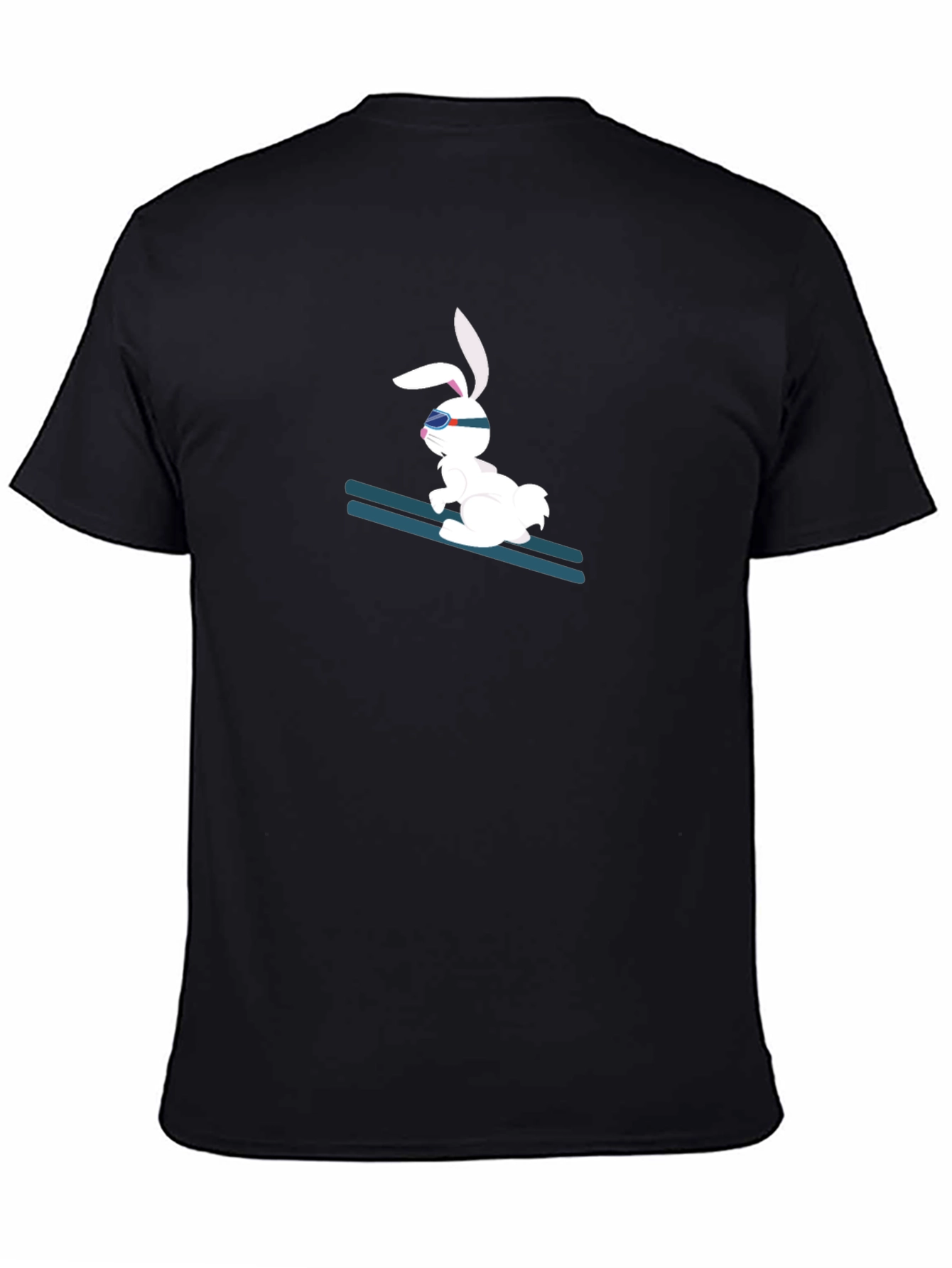 Skiing Bunny Black T-Shirt