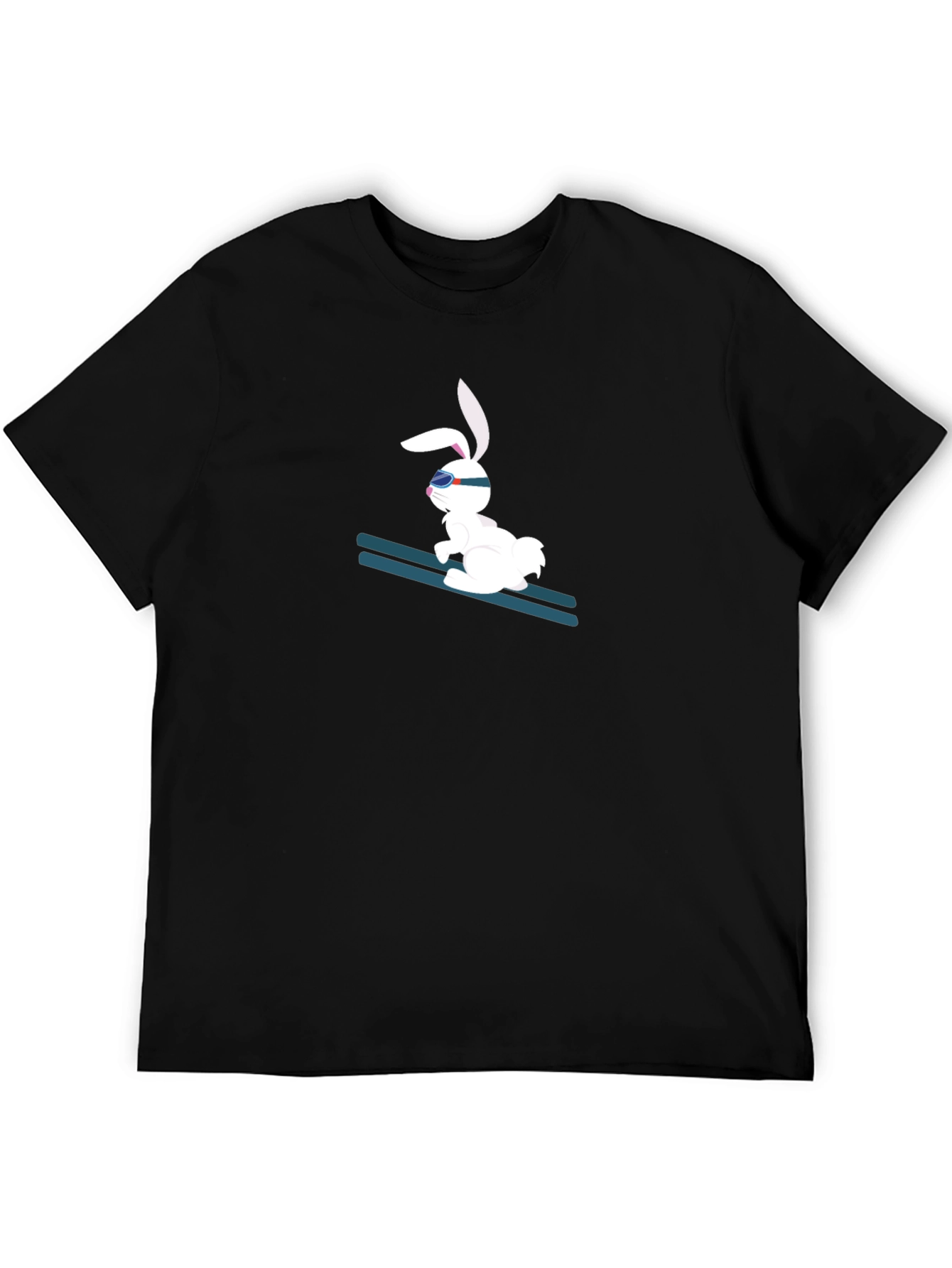 Skiing Bunny Black T-Shirt