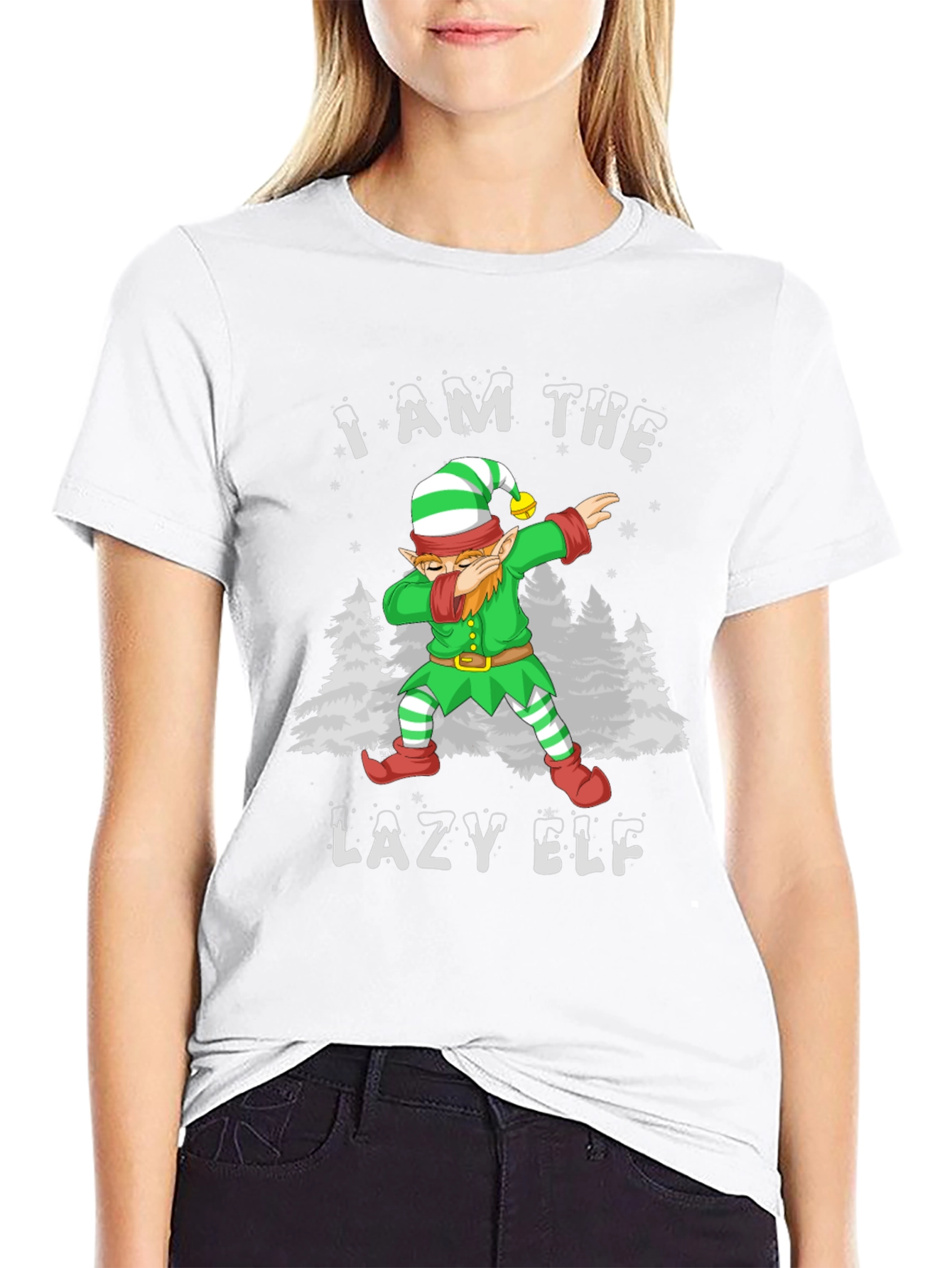Lazy Elf Dabbing Christmas T-Shirt