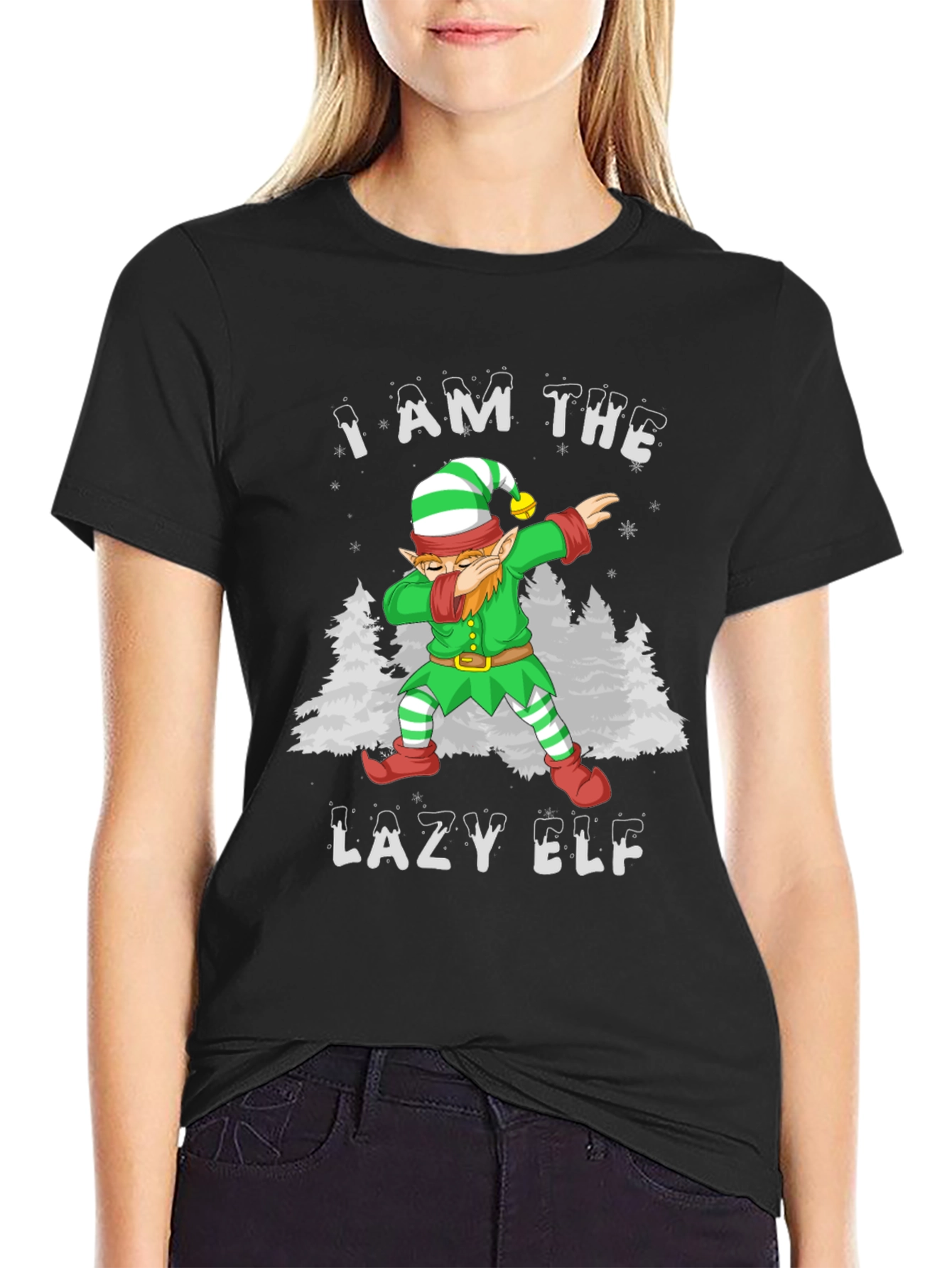 Lazy Elf Dabbing Christmas T-Shirt