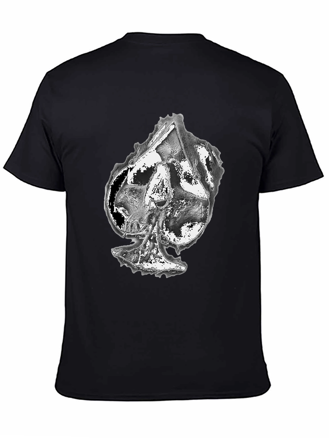 Skull Spade Graphic Print Black T-Shirt