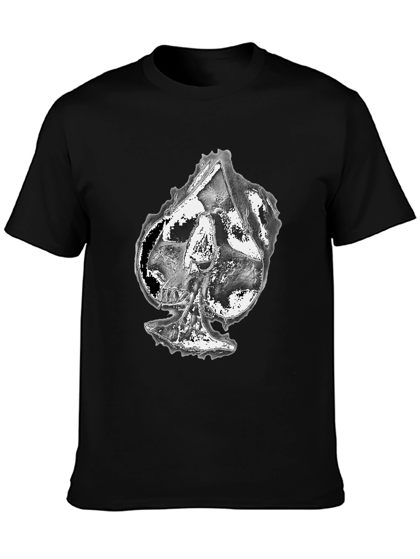 Skull Spade Graphic Print Black T-Shirt