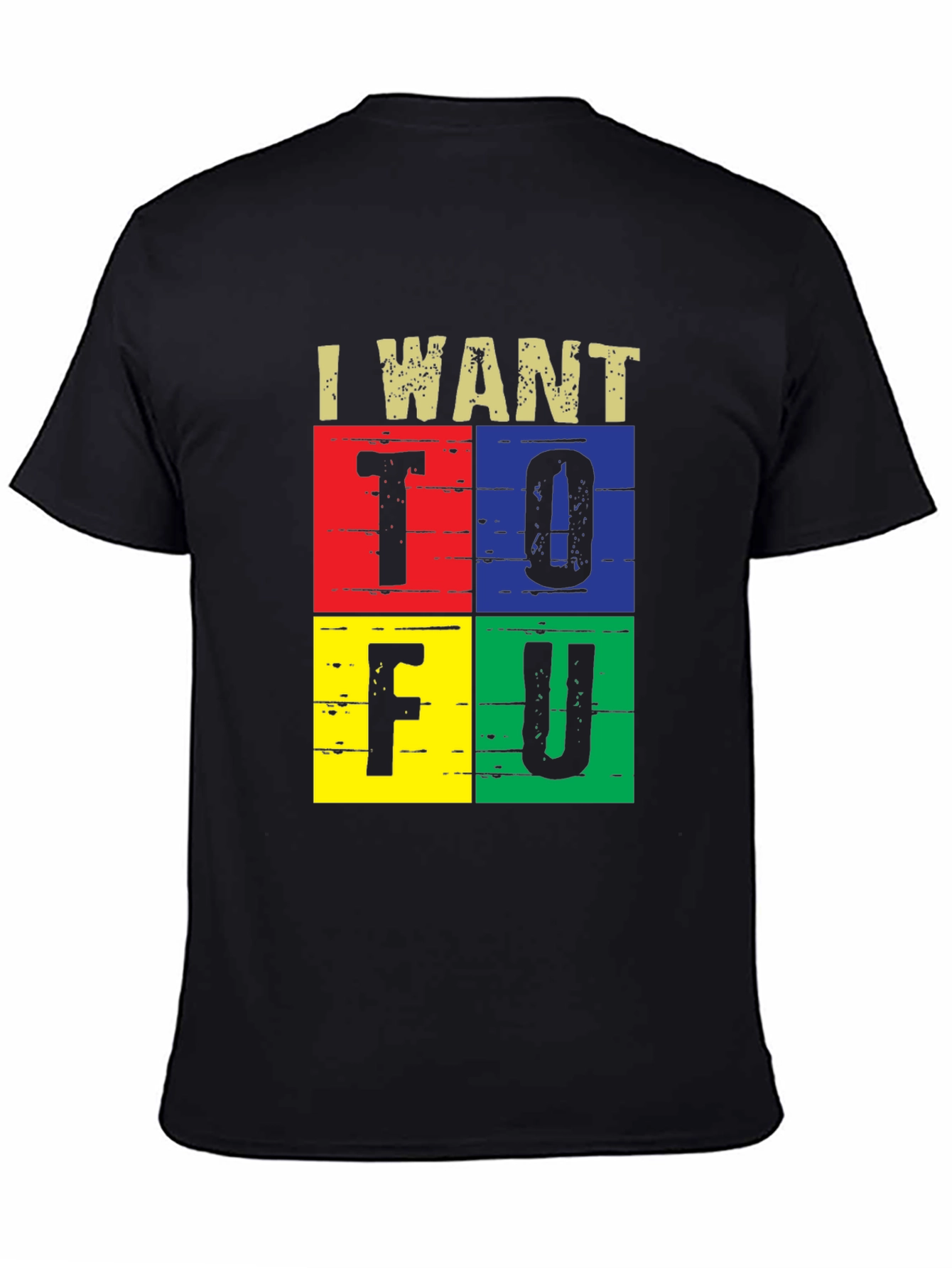 I Want Tofu Mens Black Graphic Tee