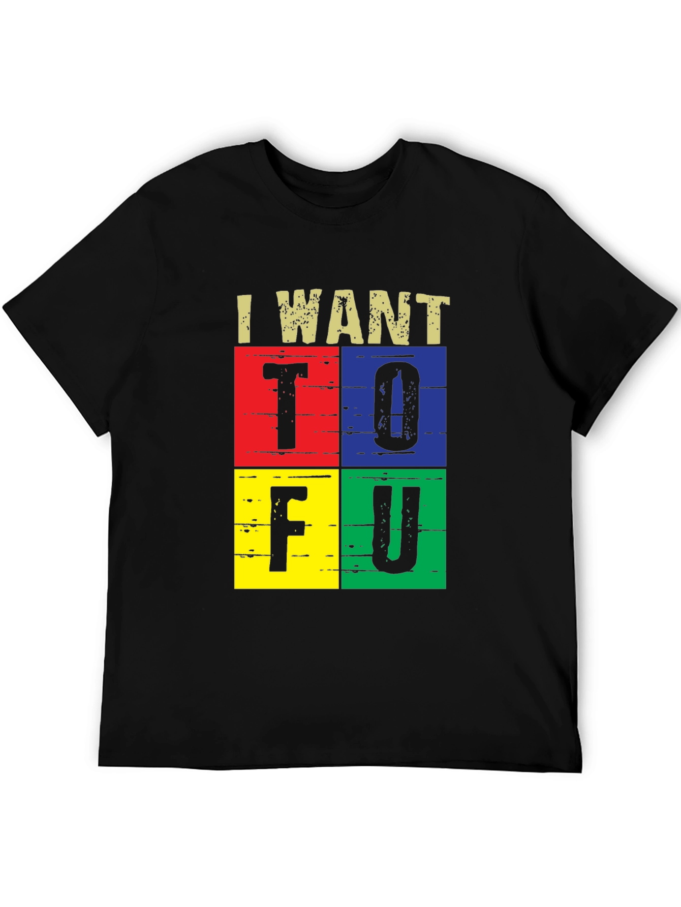 I Want Tofu Mens Black Graphic Tee
