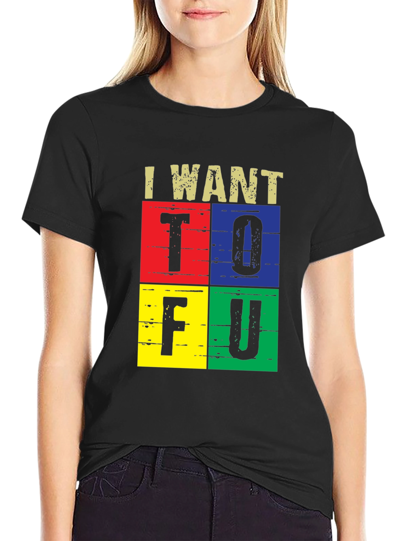I Want Tofu Mens Black Graphic Tee
