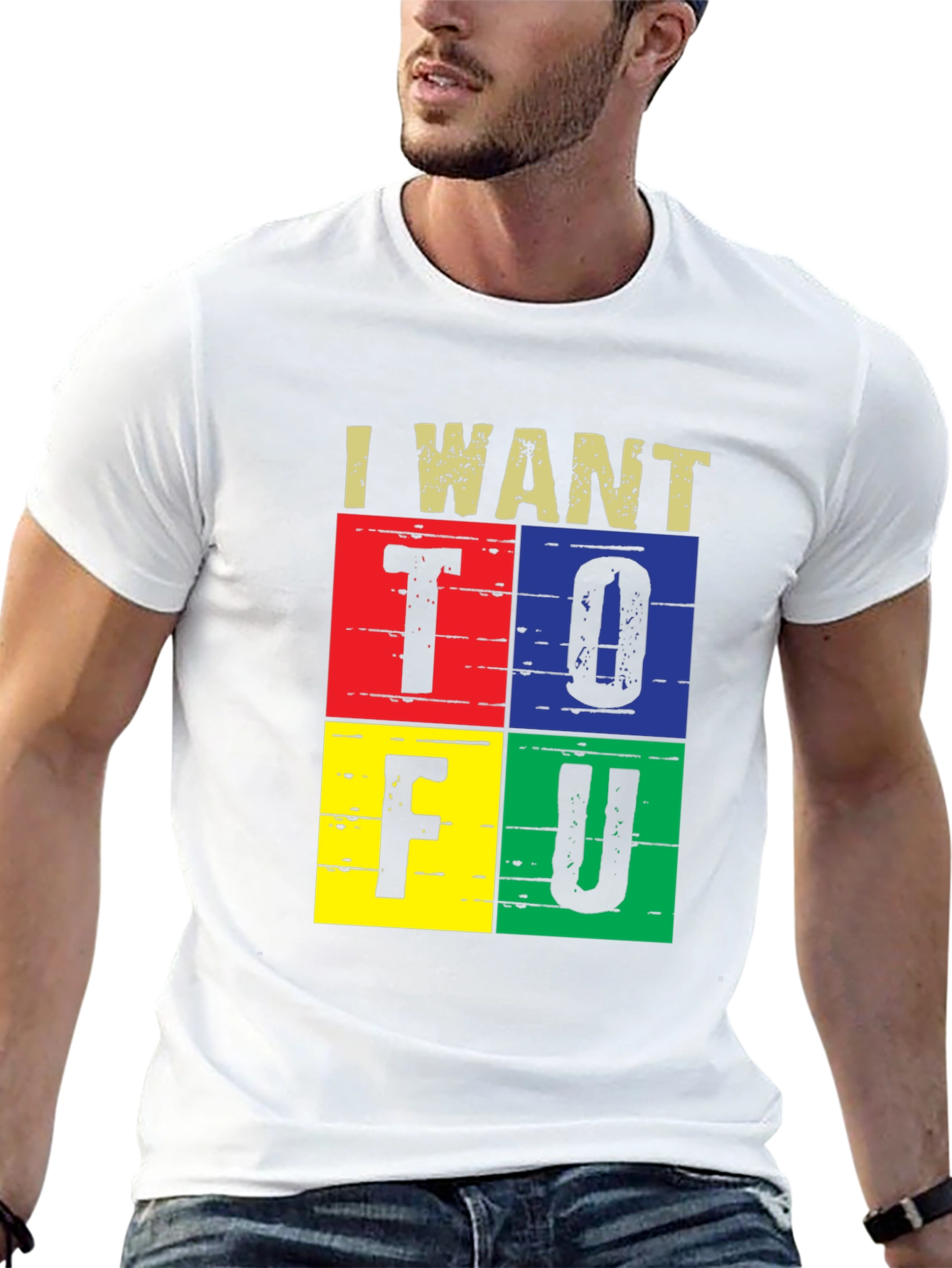 I Want Tofu Mens Black Graphic Tee