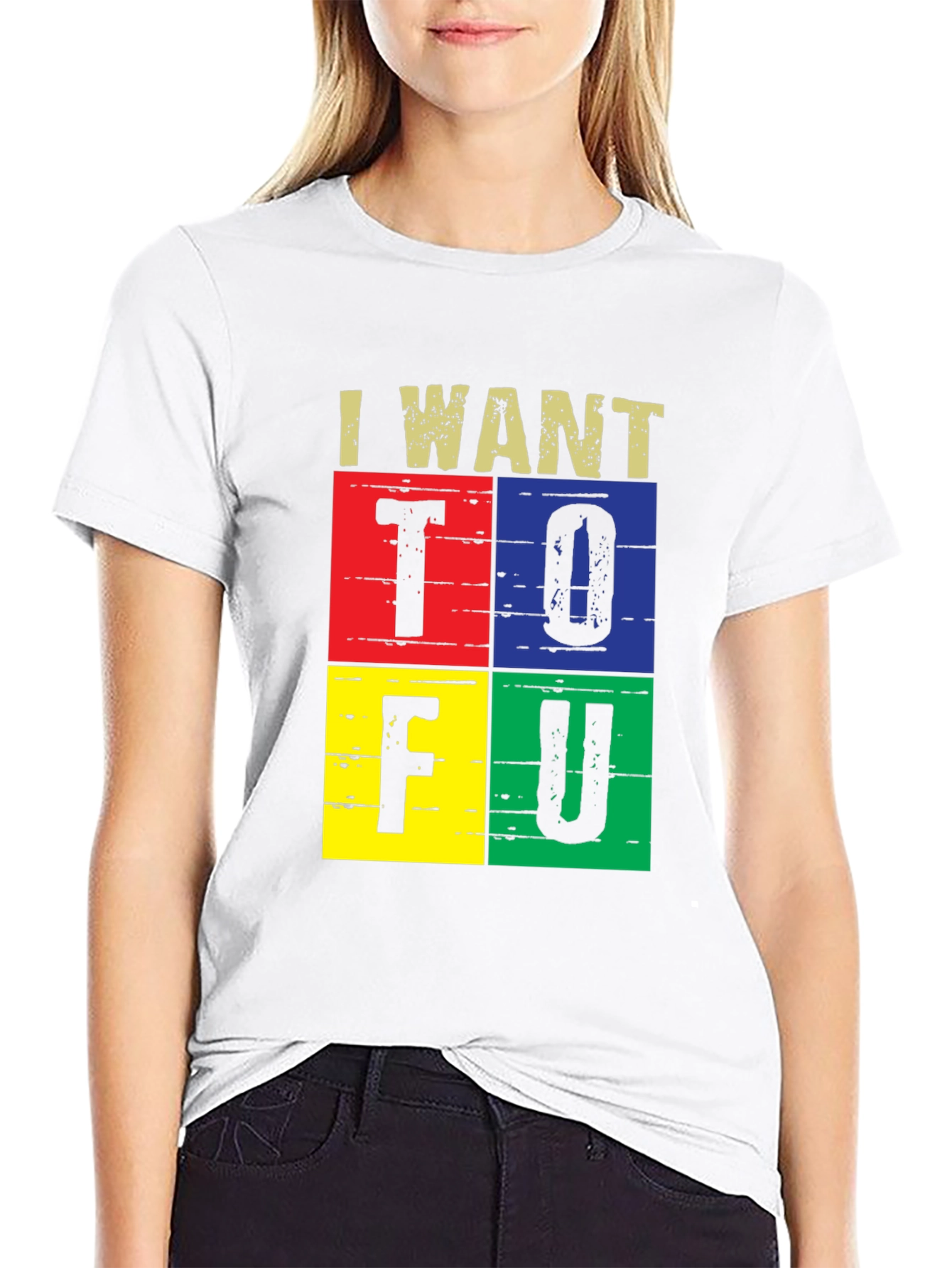 I Want Tofu Mens Black Graphic Tee
